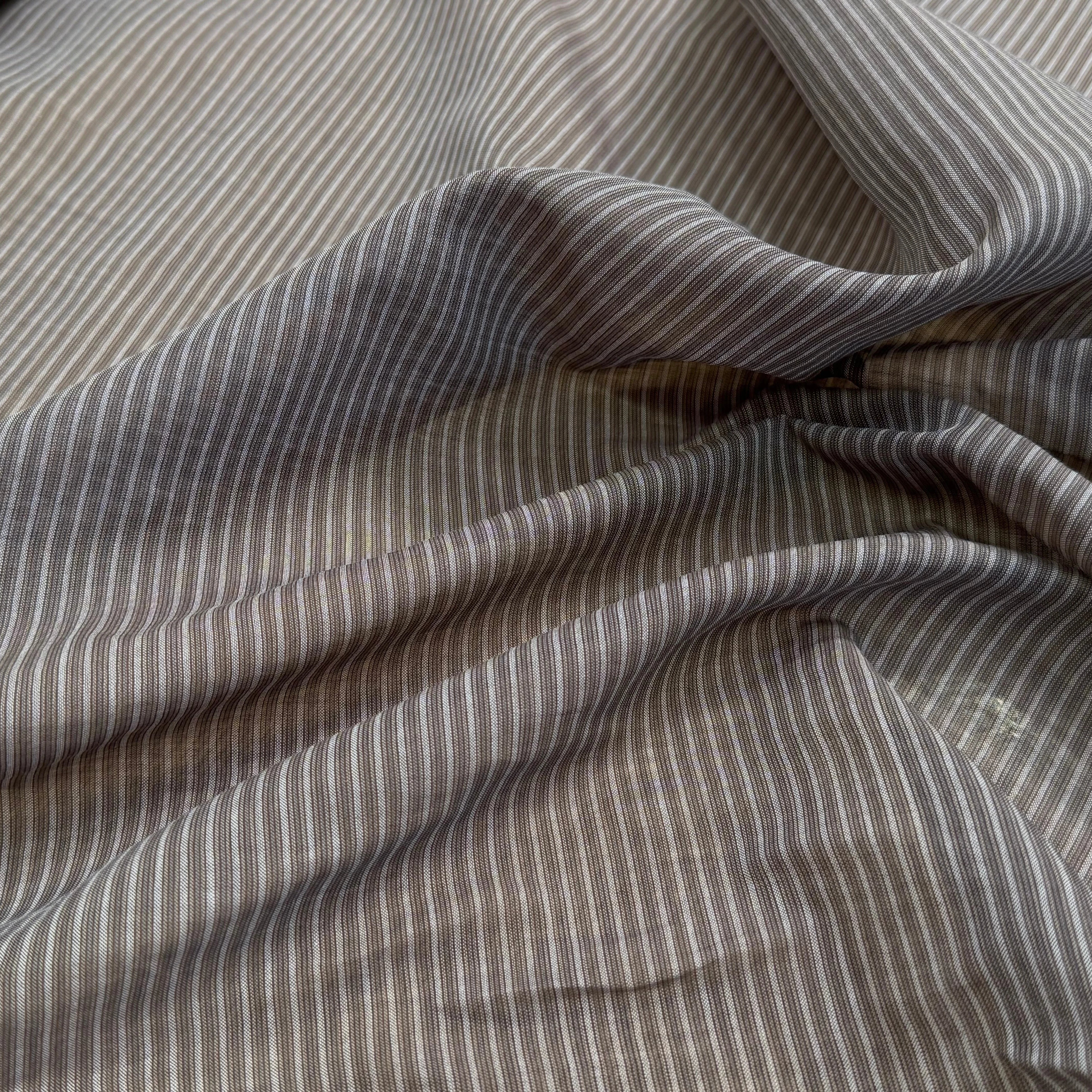 VOILE DE COTON FLUIDE GRIS FINES RAYURES 170CM - My Little Coupon