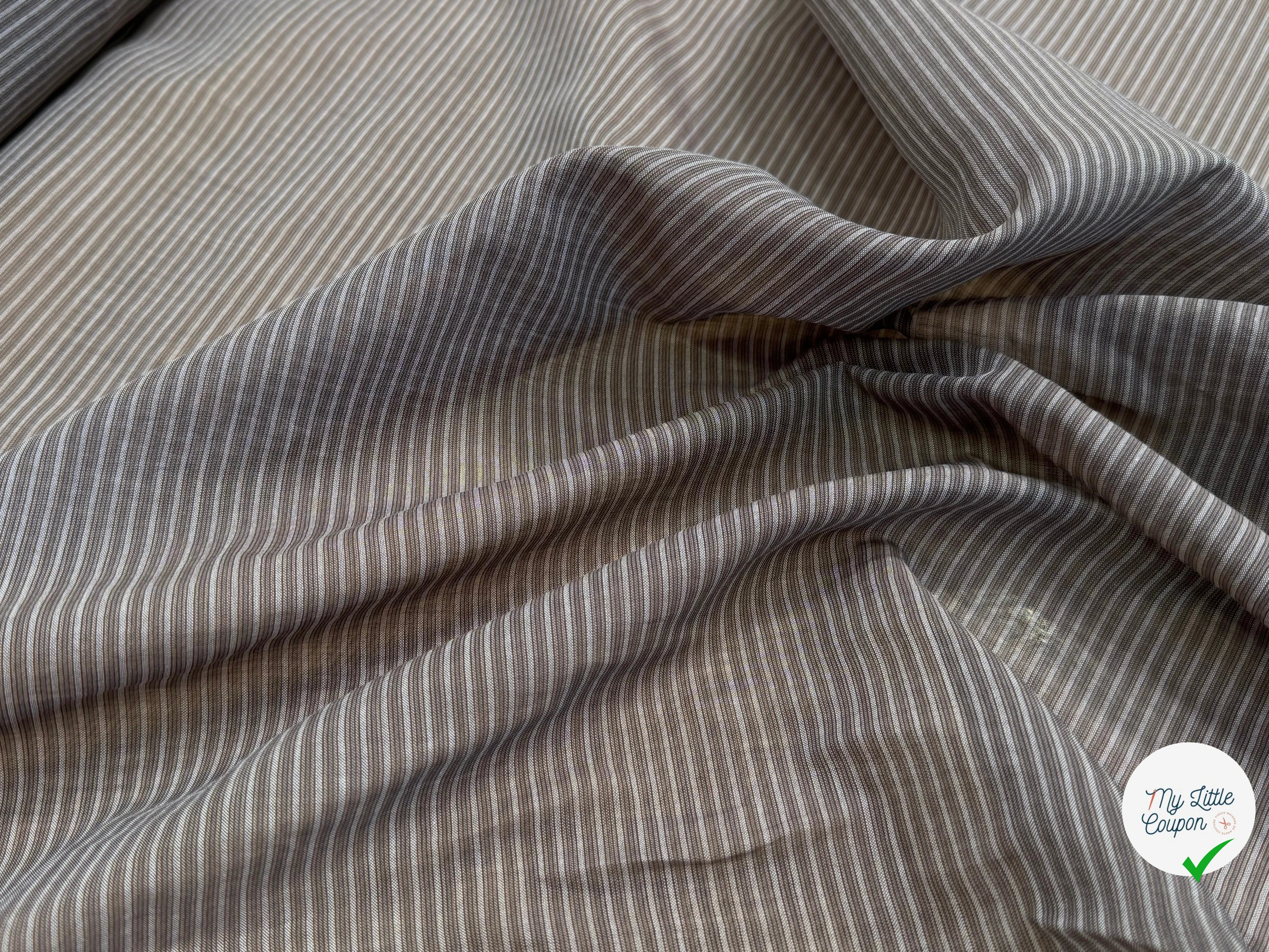 VOILE DE COTON FLUIDE GRIS FINES RAYURES 170CM - My Little Coupon
