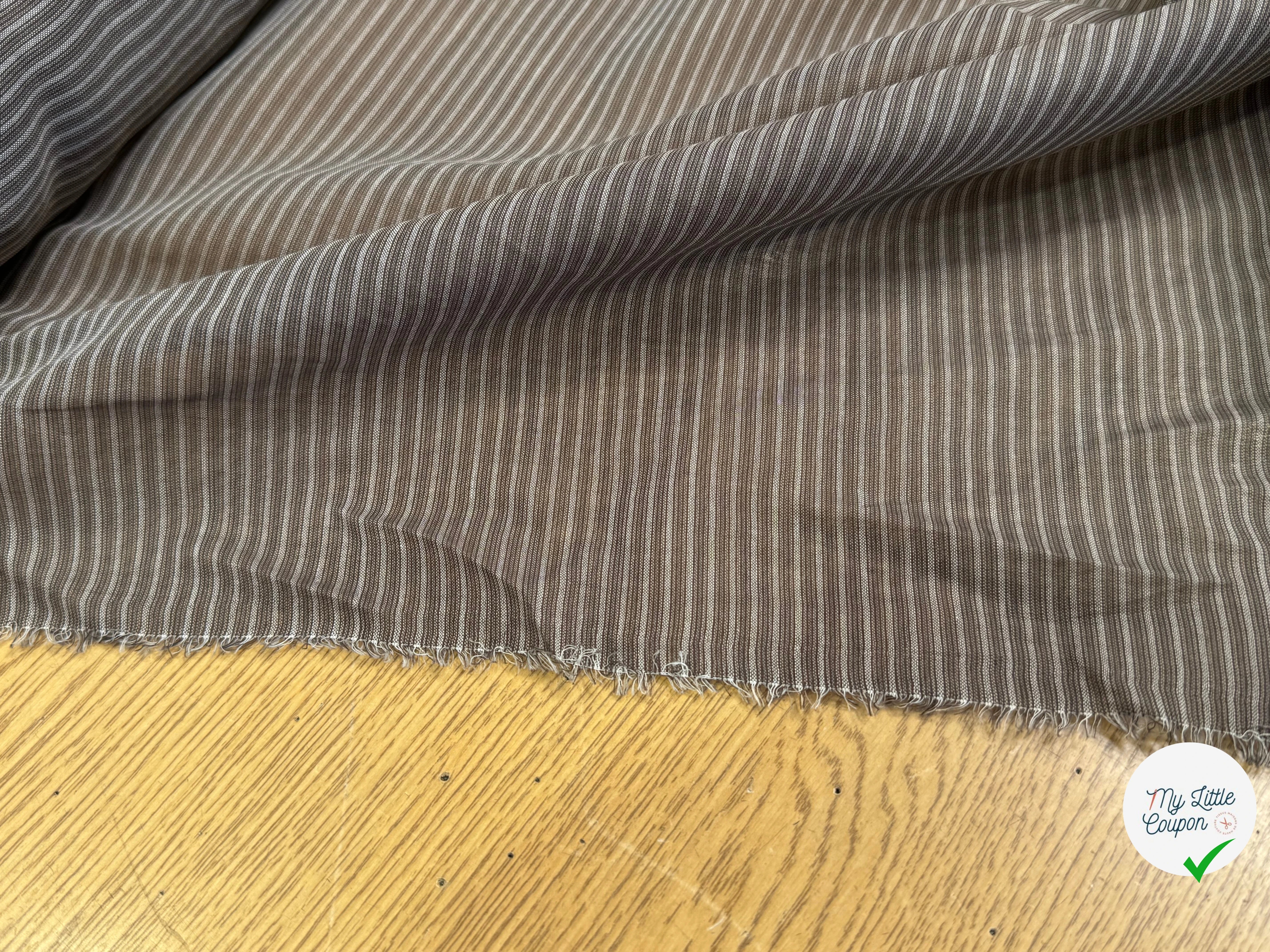 VOILE DE COTON FLUIDE GRIS FINES RAYURES 170CM - My Little Coupon