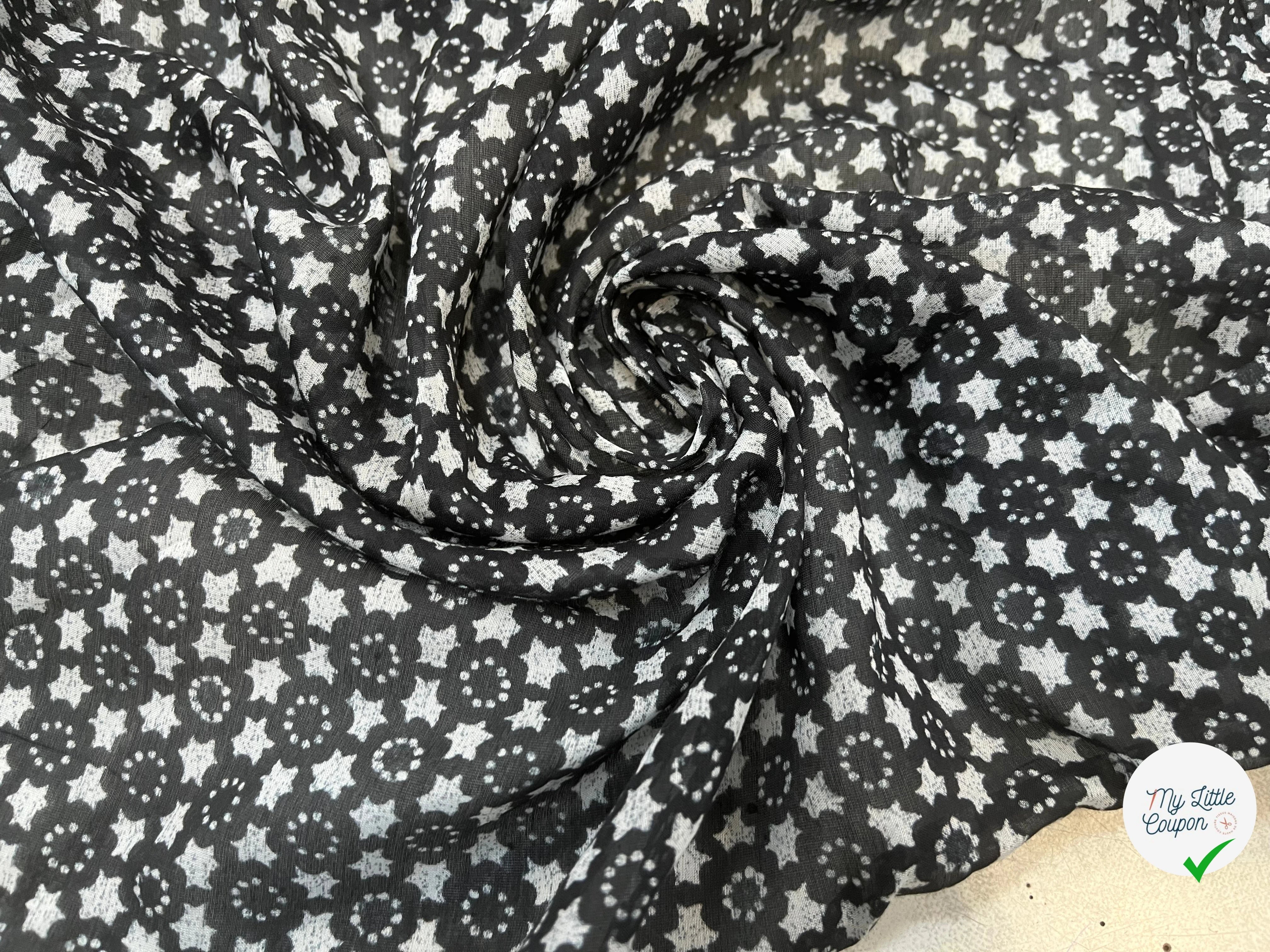 VOILE DE COTON FOND NOIR ETOILE - My Little Coupon