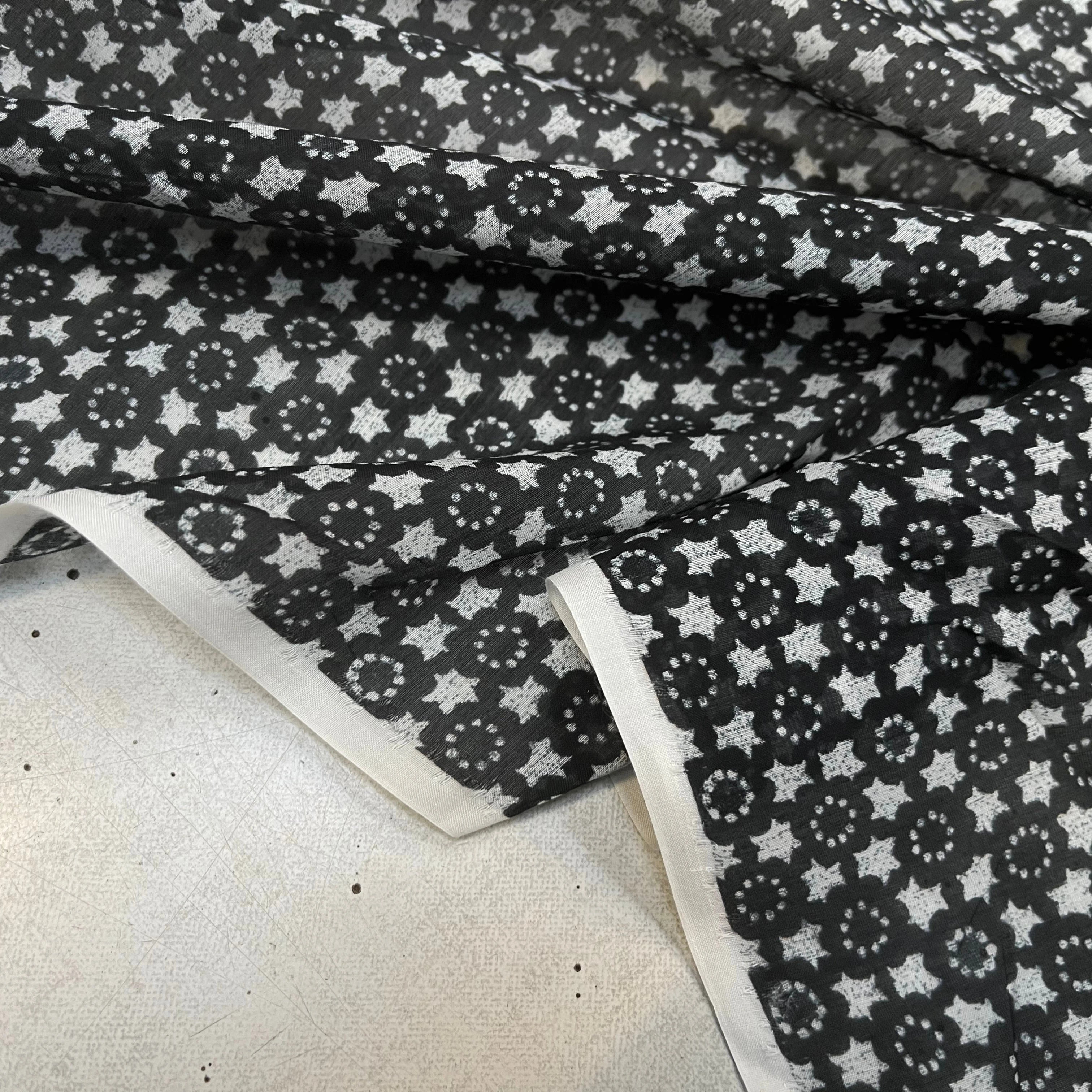 VOILE DE COTON FOND NOIR ETOILE - My Little Coupon