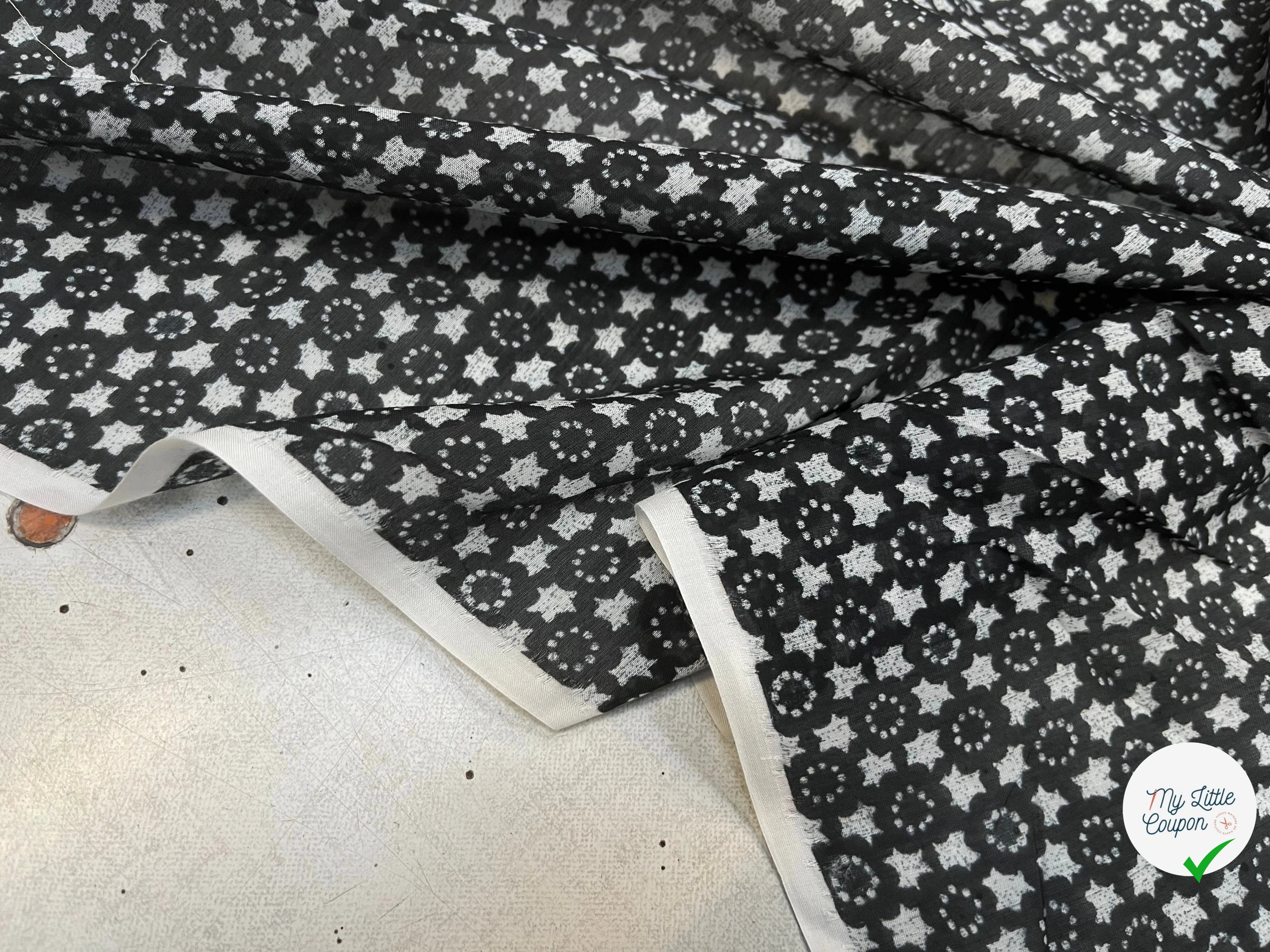 VOILE DE COTON FOND NOIR ETOILE - My Little Coupon
