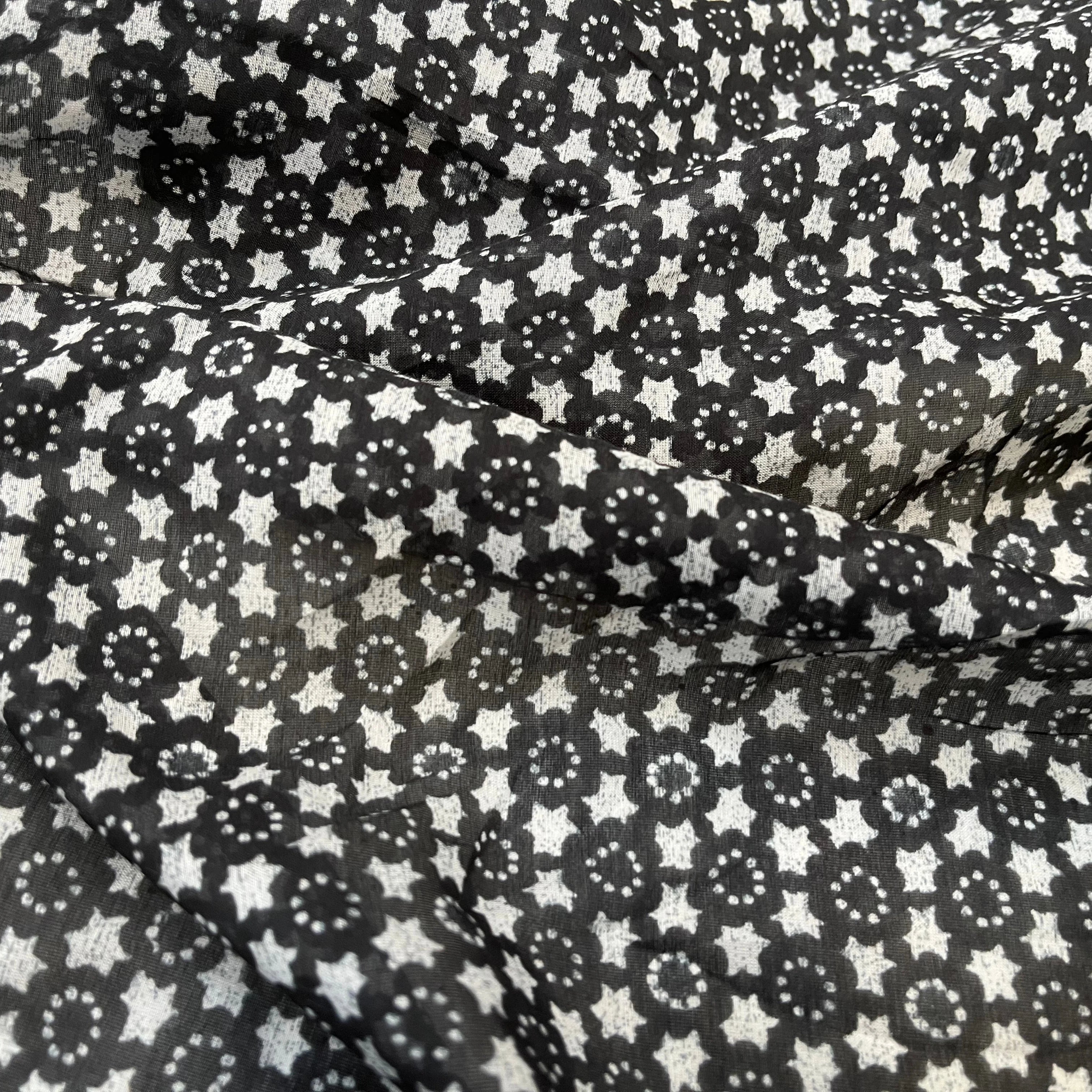 VOILE DE COTON FOND NOIR ETOILE - My Little Coupon