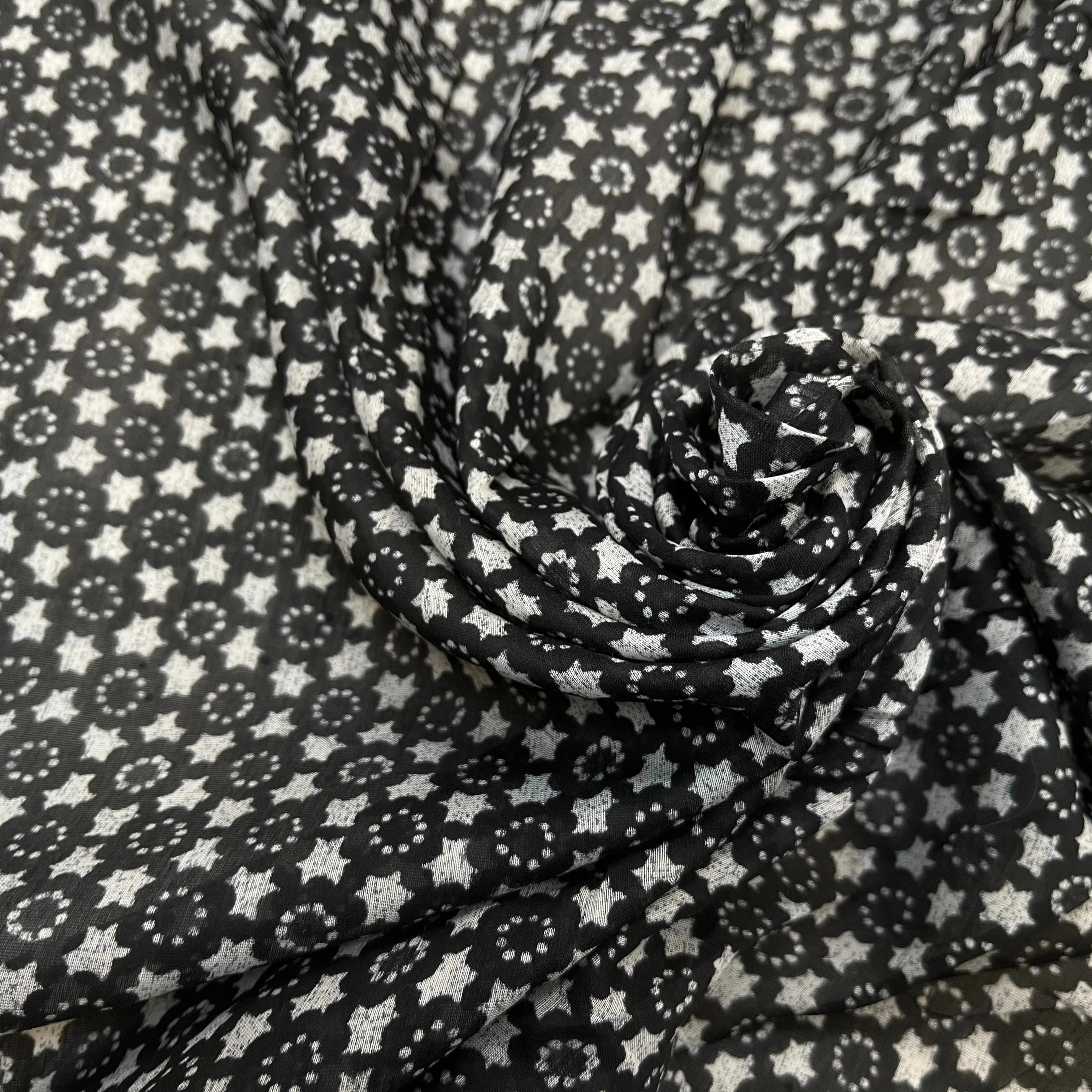 VOILE DE COTON FOND NOIR ETOILE - My Little Coupon