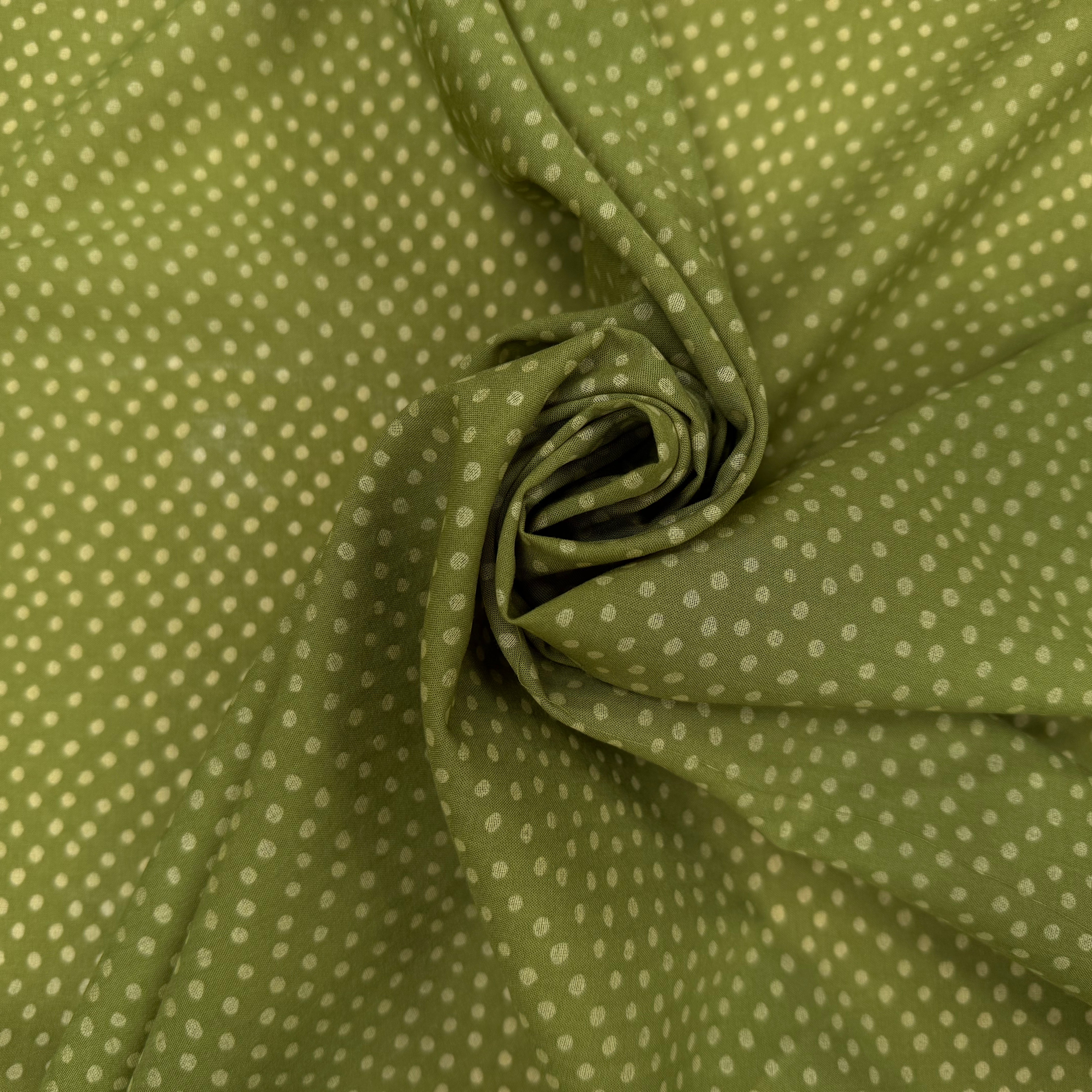 VOILE DE COTON FOND VERT MOTIFS PETITS POIDS - My Little Coupon