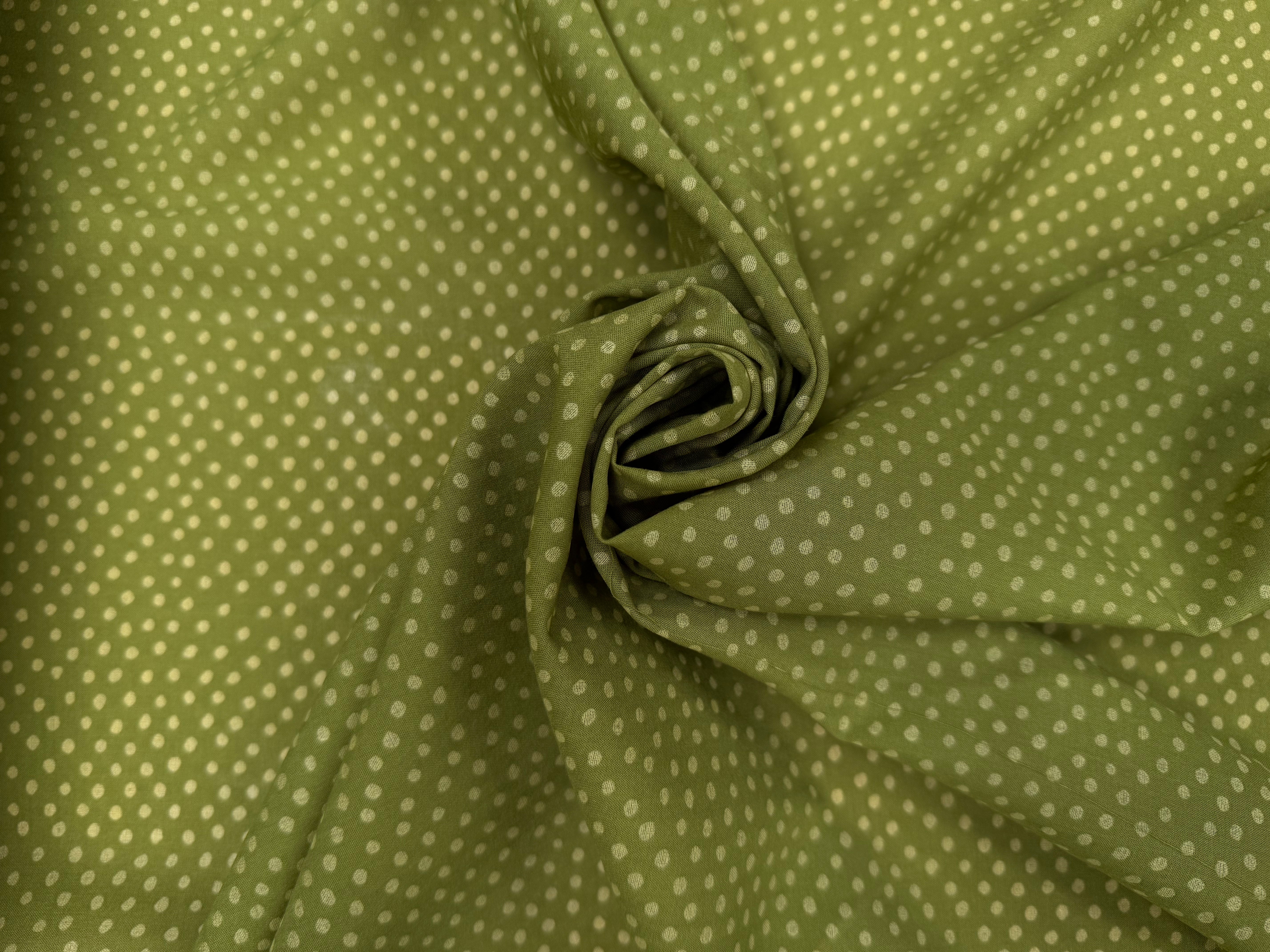 VOILE DE COTON FOND VERT MOTIFS PETITS POIDS - My Little Coupon