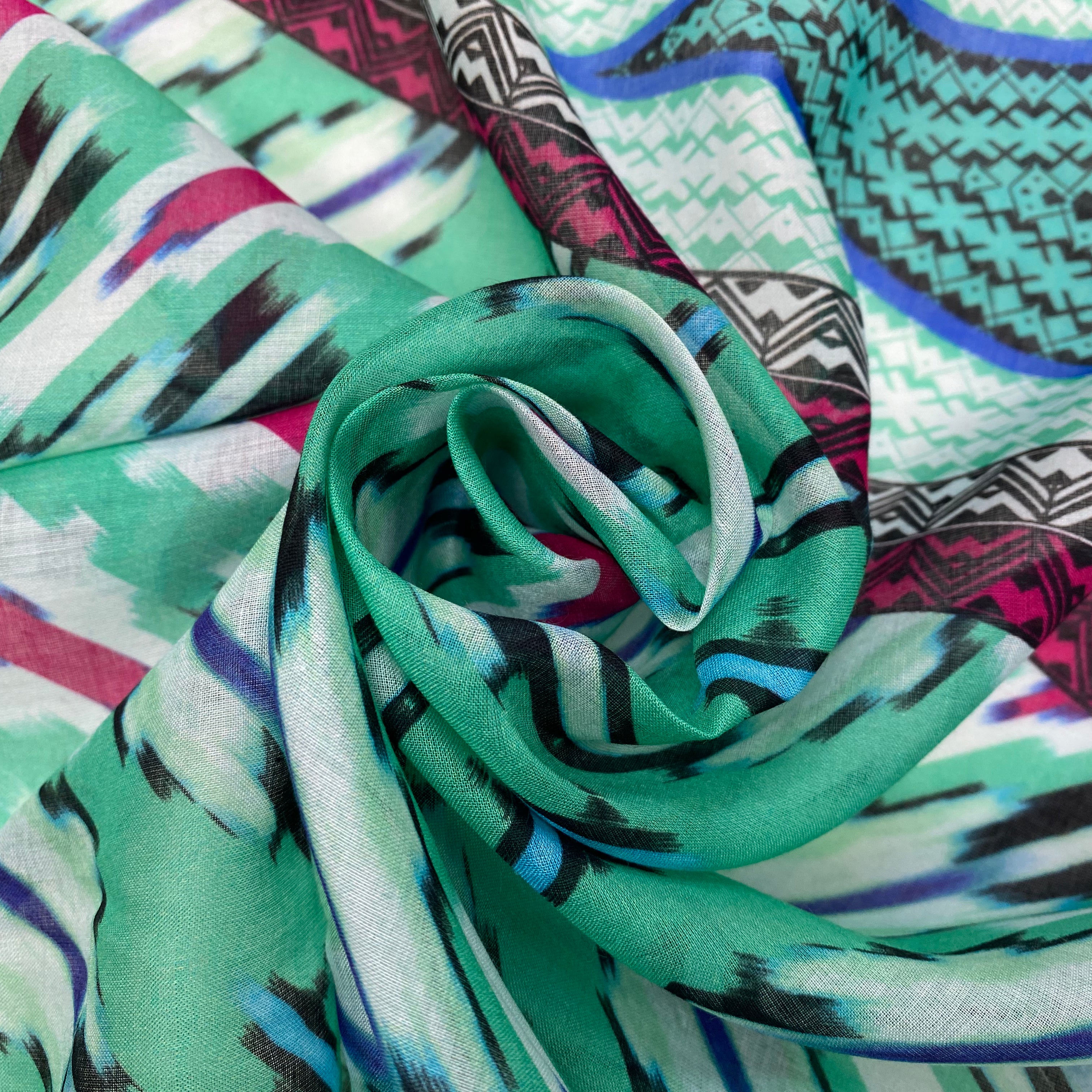 VOILE DE COTON GÉOMETRIE BORDURE ETHNIQUE - My Little Coupon