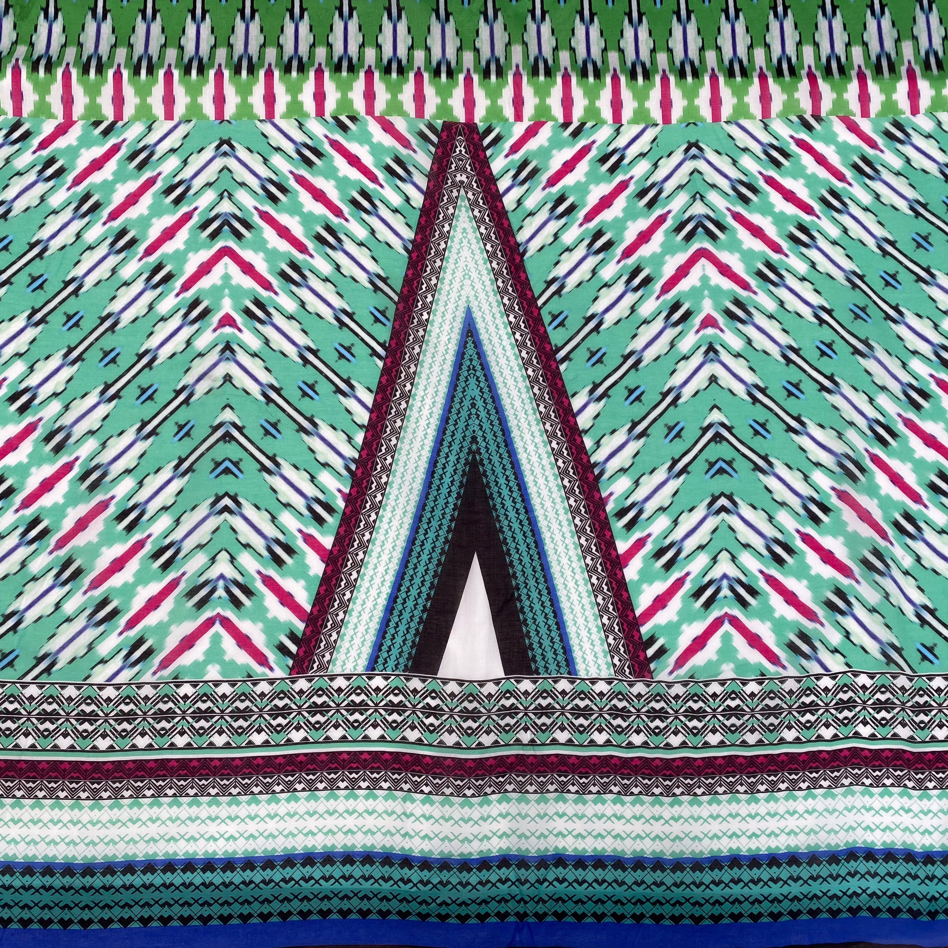 VOILE DE COTON GÉOMETRIE BORDURE ETHNIQUE - My Little Coupon