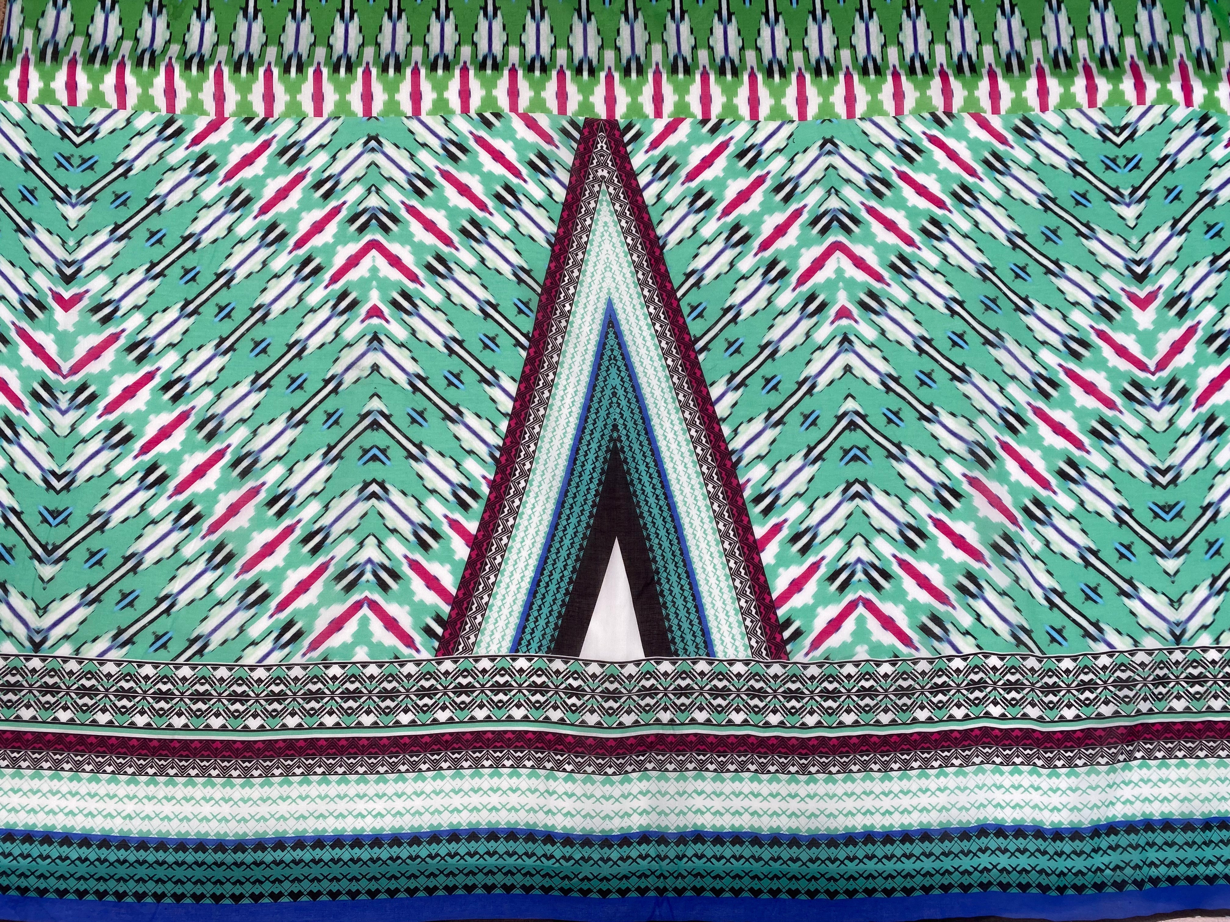 VOILE DE COTON GÉOMETRIE BORDURE ETHNIQUE - My Little Coupon