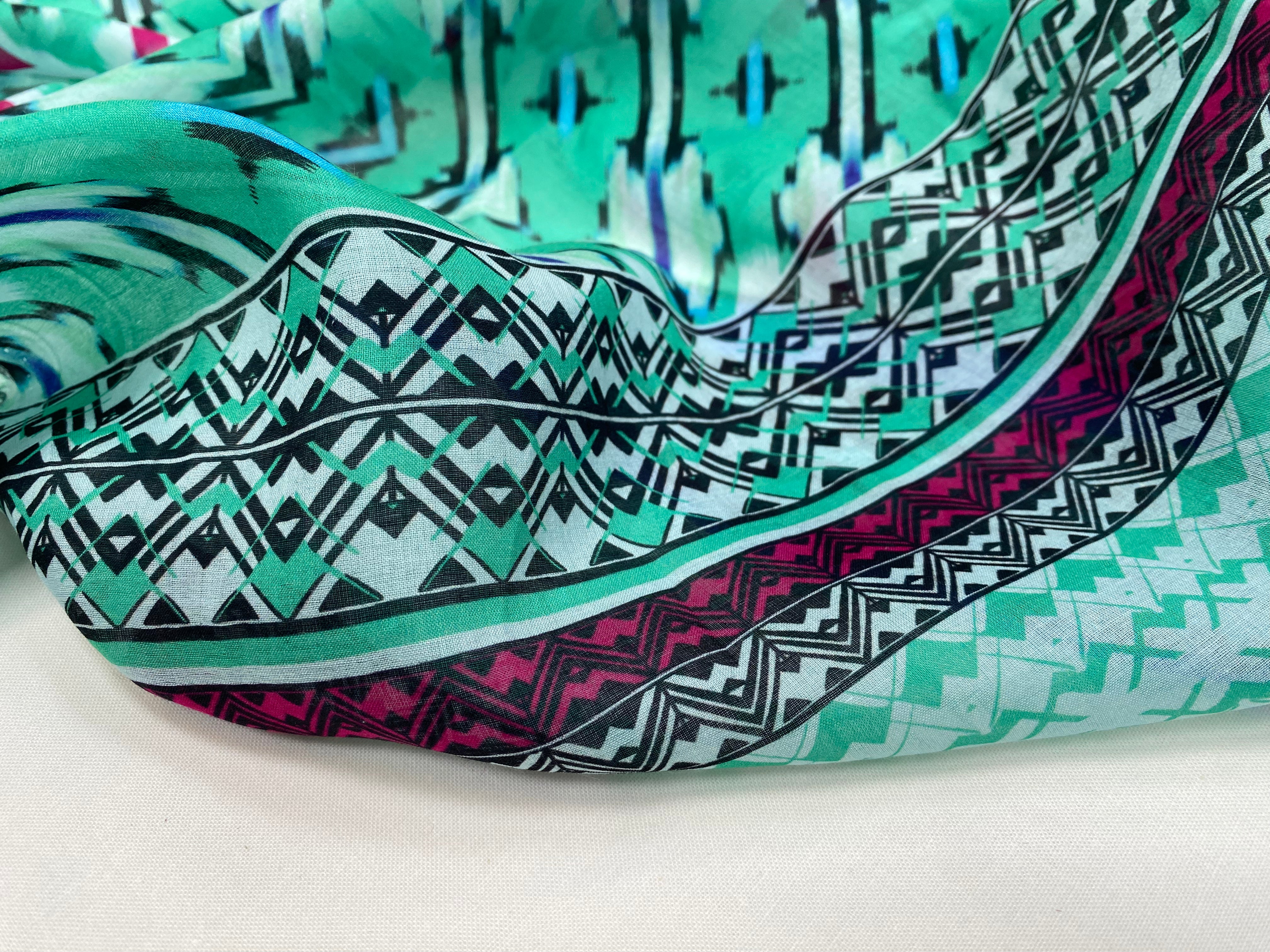 VOILE DE COTON GÉOMETRIE BORDURE ETHNIQUE - My Little Coupon