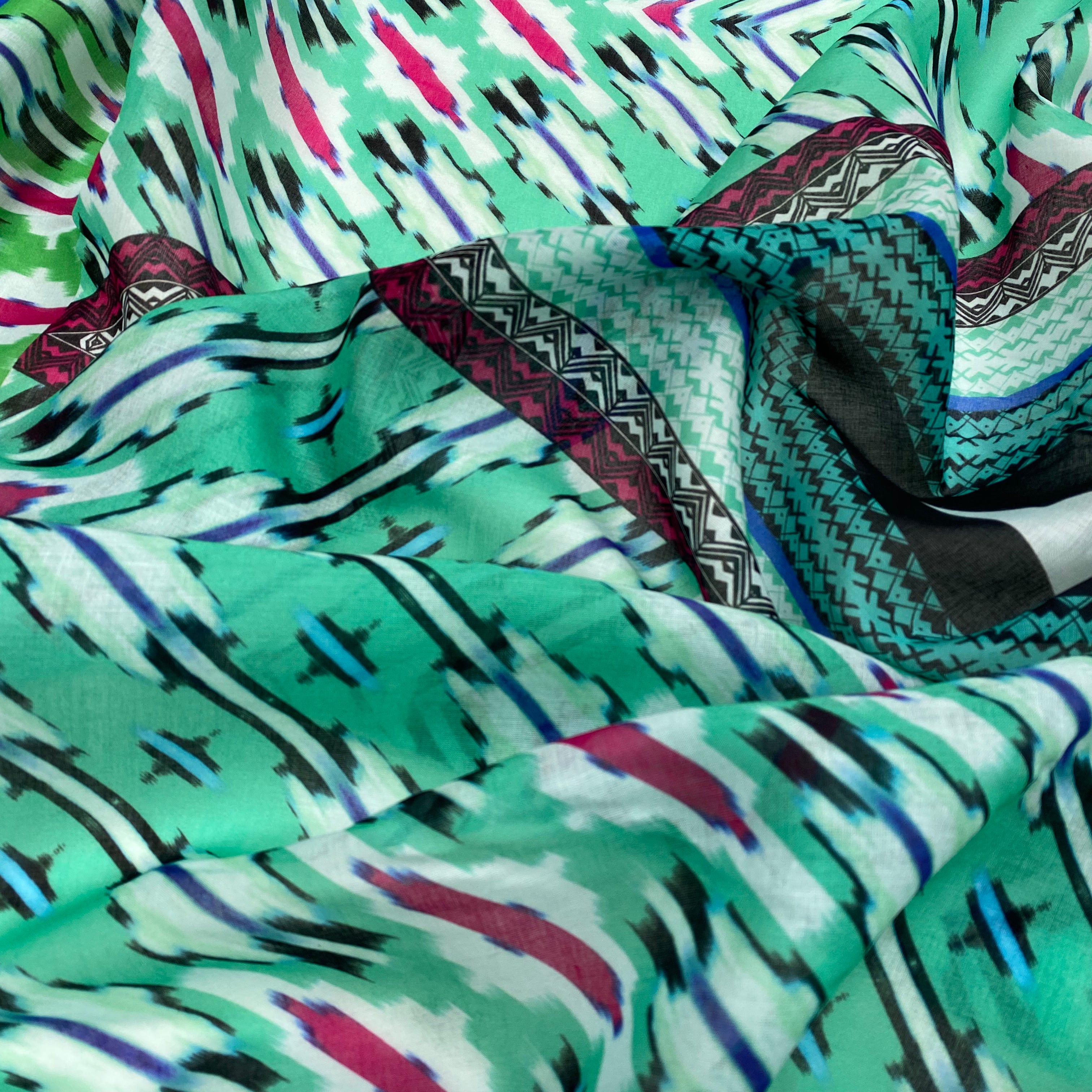 VOILE DE COTON GÉOMETRIE BORDURE ETHNIQUE - My Little Coupon