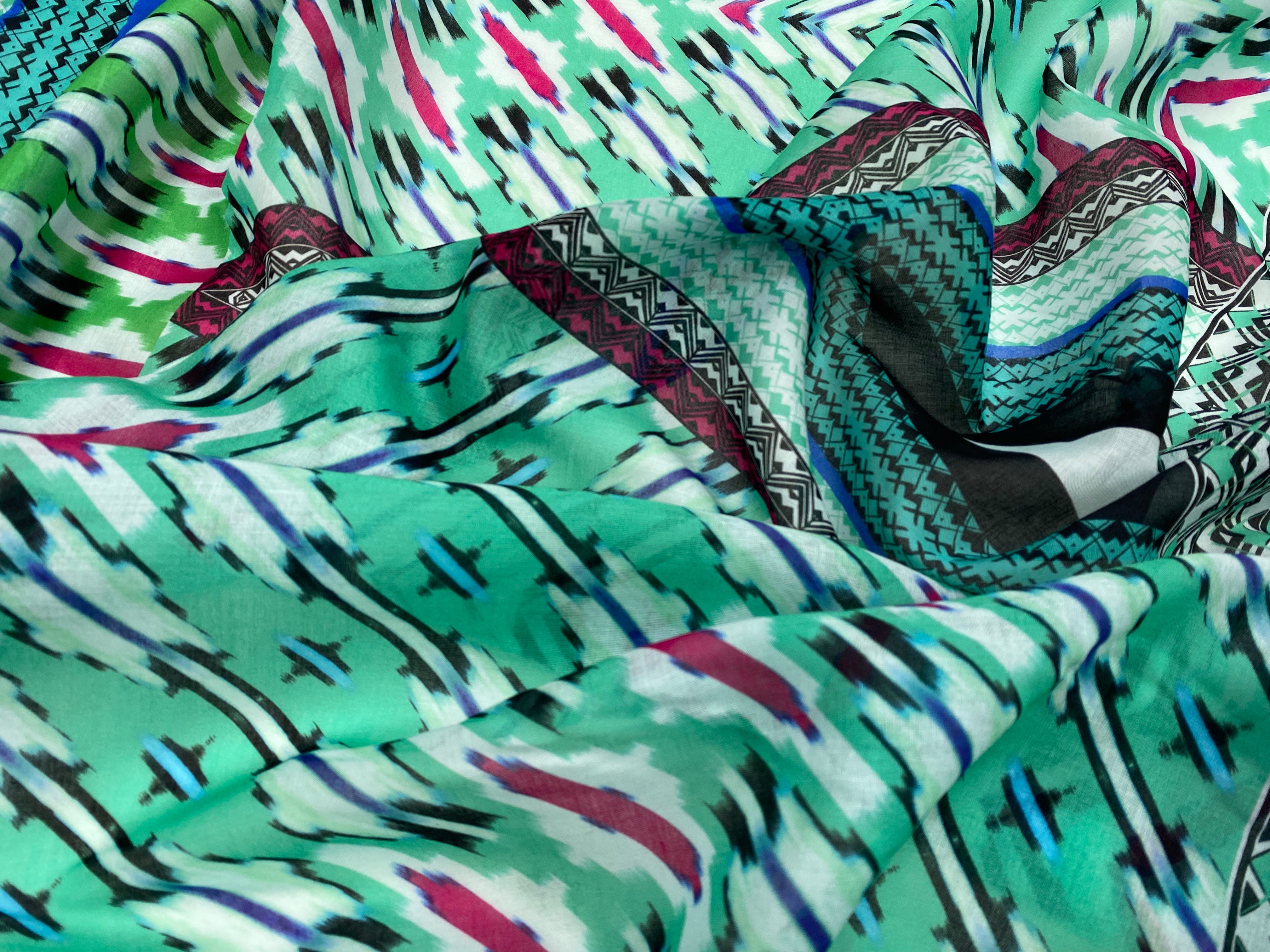 VOILE DE COTON GÉOMETRIE BORDURE ETHNIQUE - My Little Coupon