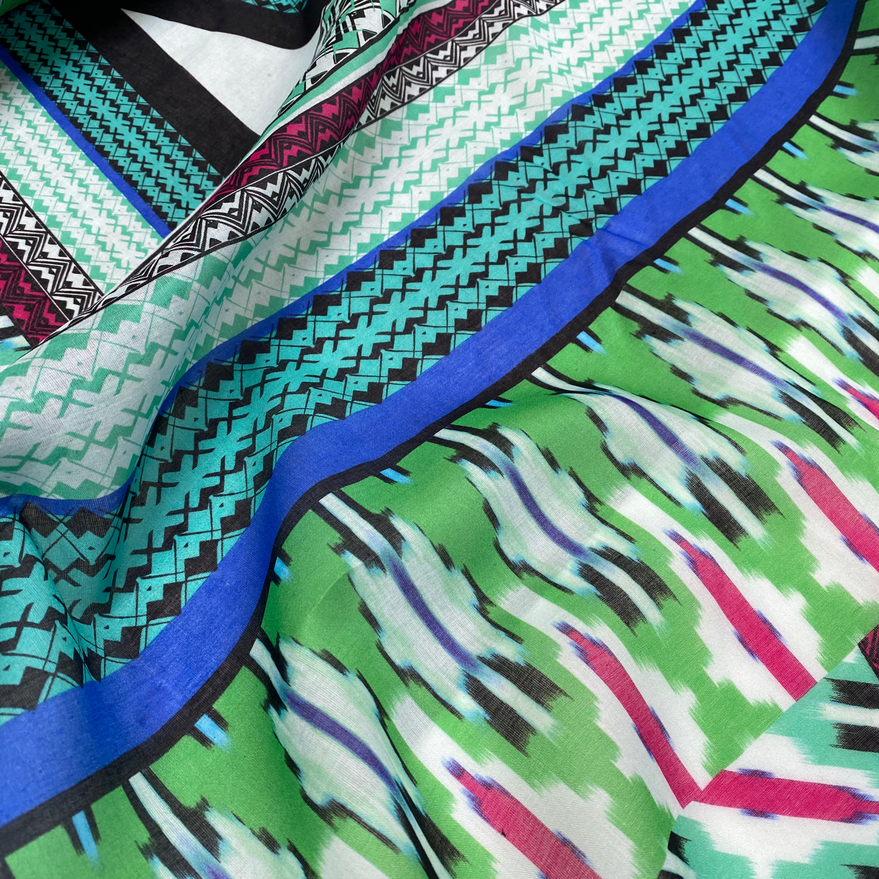 VOILE DE COTON GÉOMETRIE BORDURE ETHNIQUE - My Little Coupon