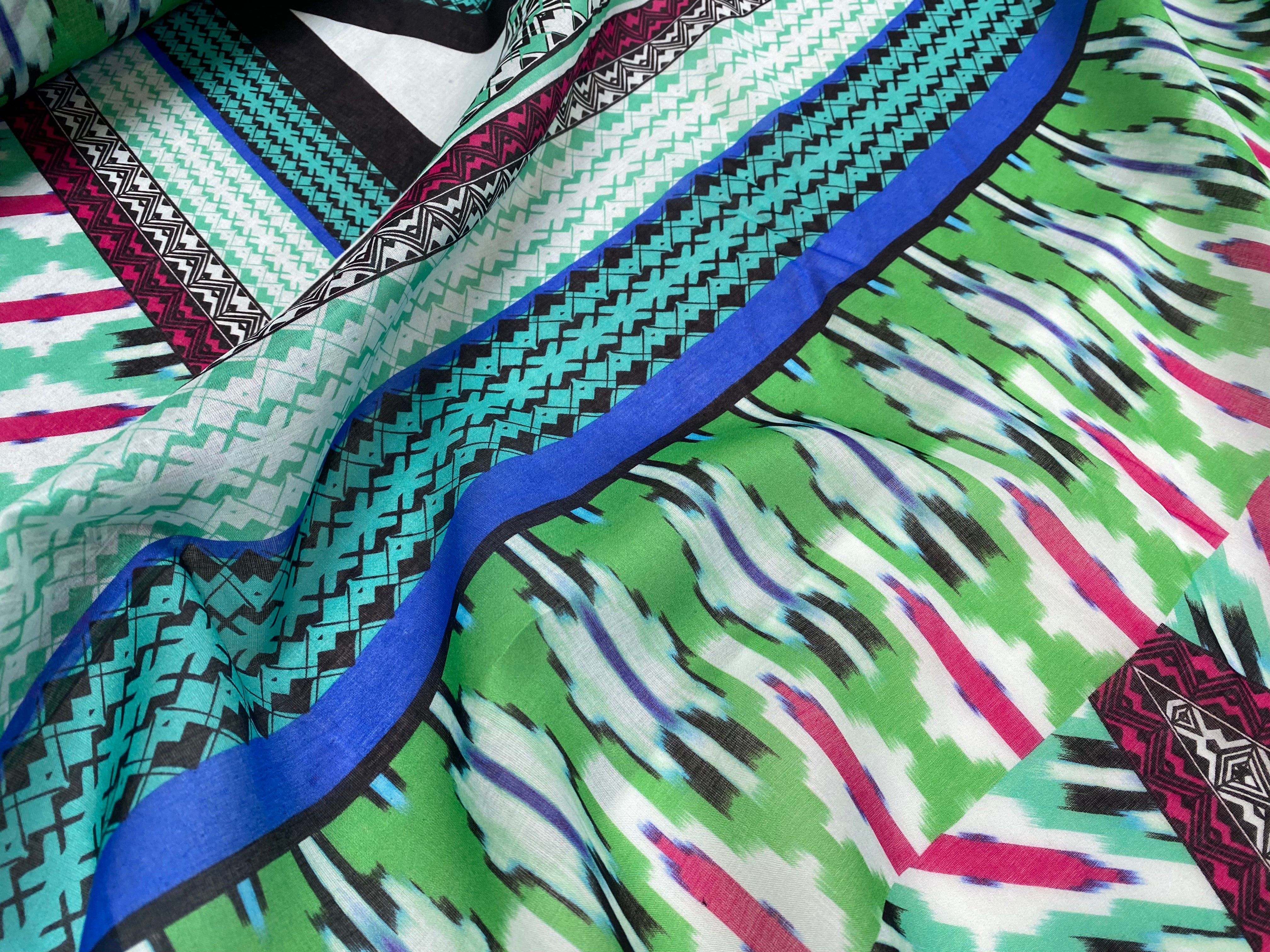 VOILE DE COTON GÉOMETRIE BORDURE ETHNIQUE - My Little Coupon