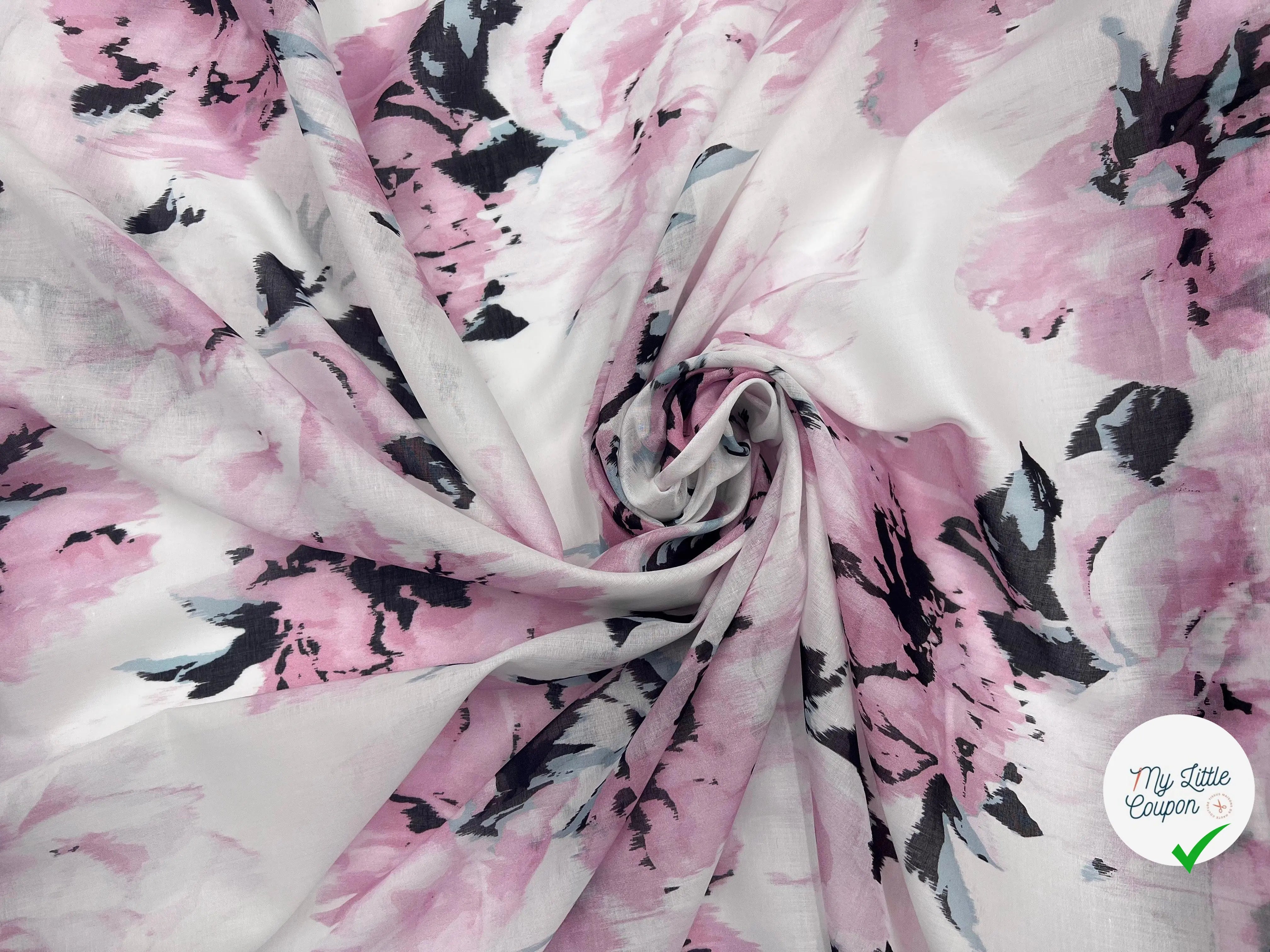 VOILE DE COTON IMPRIMÉ FLEURS FONDUES - My Little Coupon - tissu - coudre