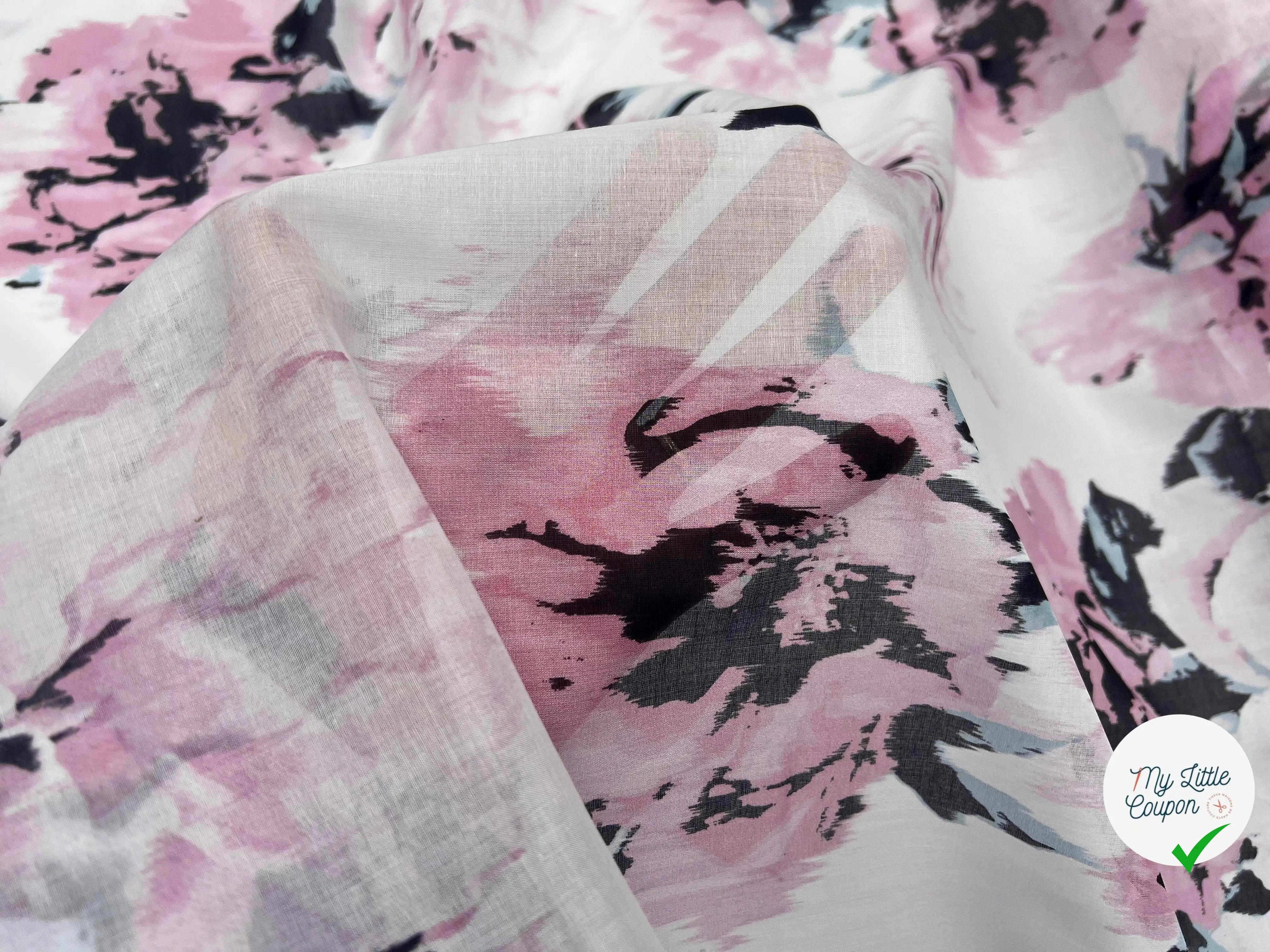 VOILE DE COTON IMPRIMÉ FLEURS FONDUES - My Little Coupon - tissu - coudre