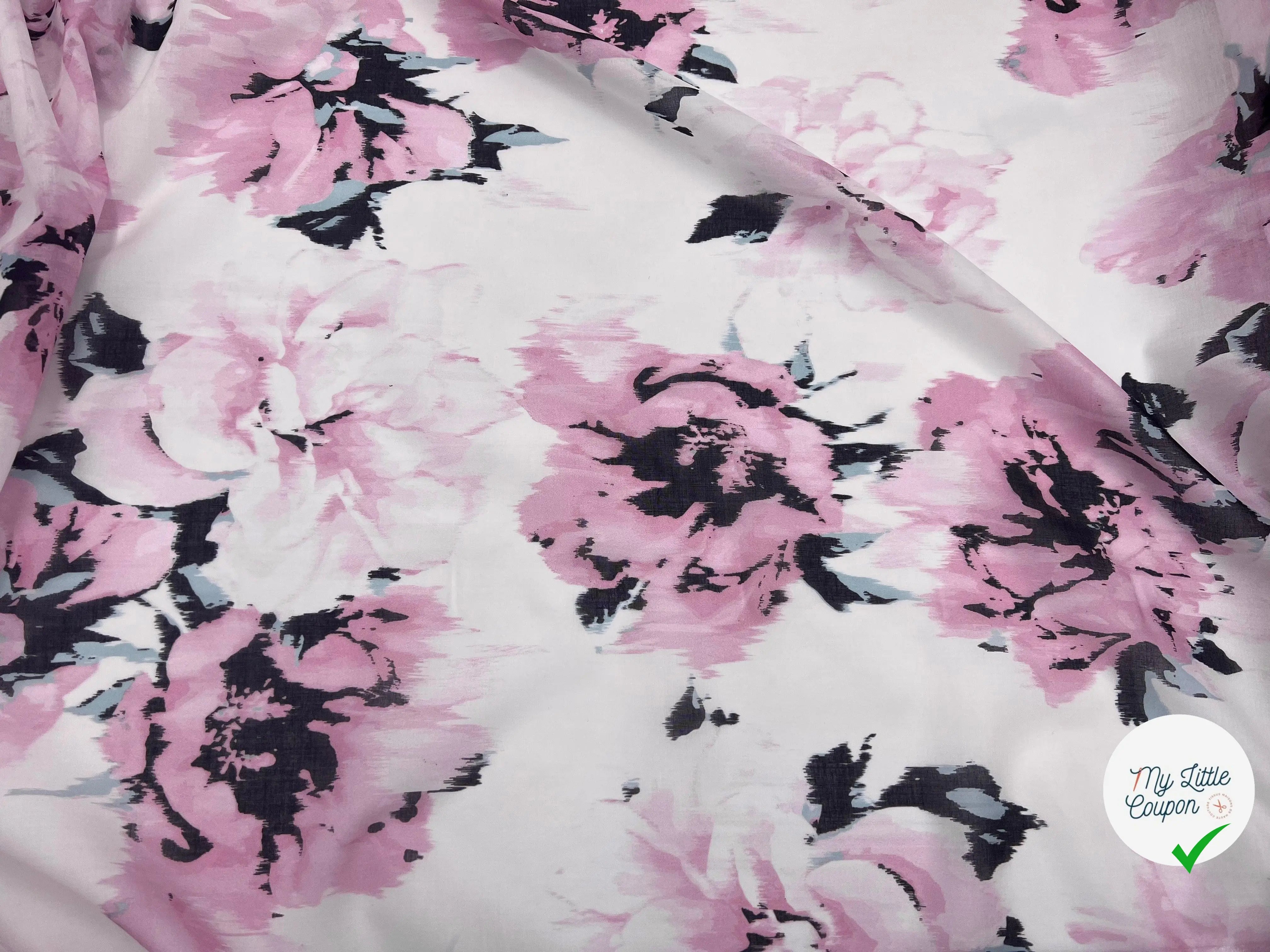 VOILE DE COTON IMPRIMÉ FLEURS FONDUES - My Little Coupon - tissu - coudre