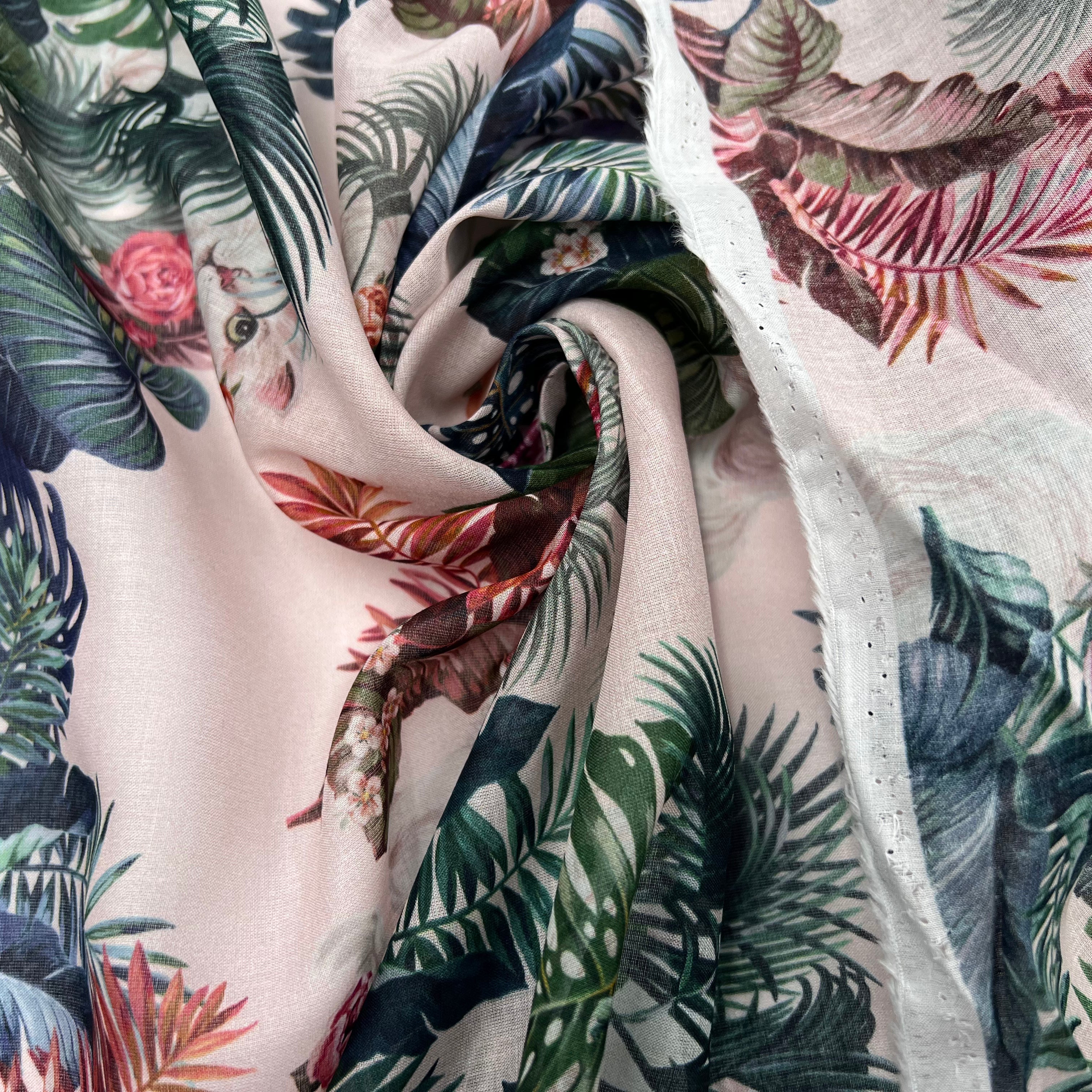 VOILE DE COTON IMPRIMÉ FLORALIE AU REGARD DU CHAT - My Little Coupon