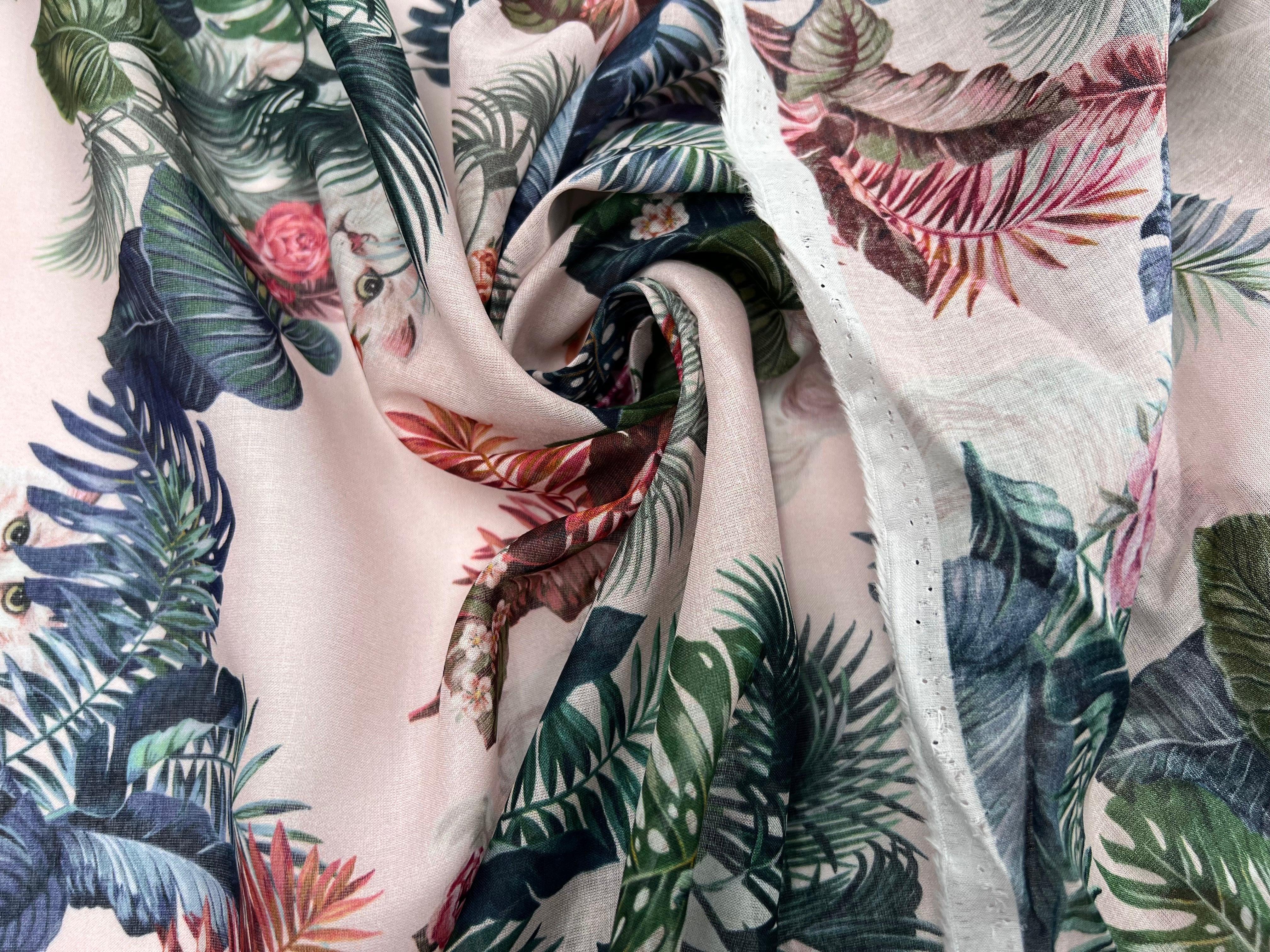 VOILE DE COTON IMPRIMÉ FLORALIE AU REGARD DU CHAT - My Little Coupon