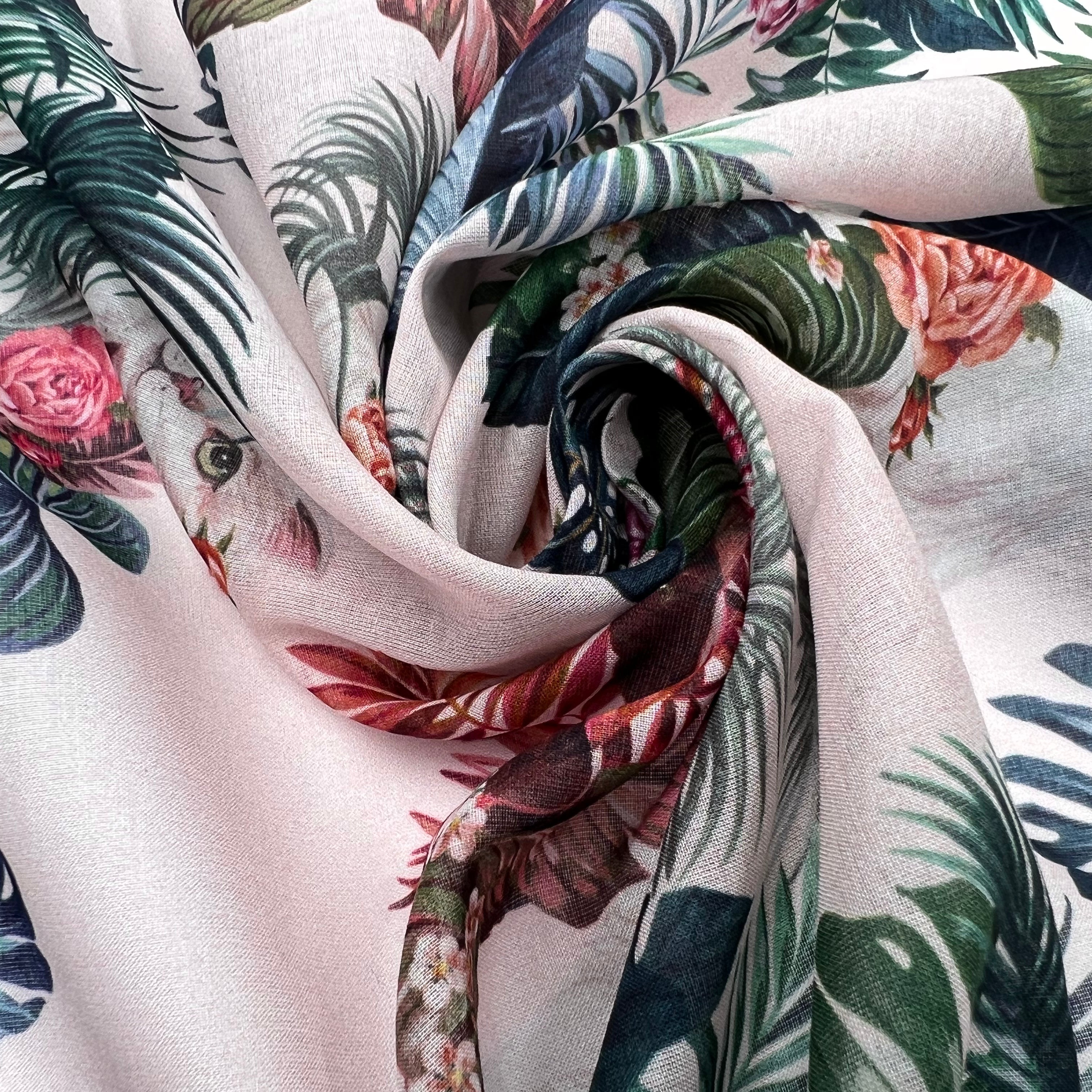 VOILE DE COTON IMPRIMÉ FLORALIE AU REGARD DU CHAT - My Little Coupon