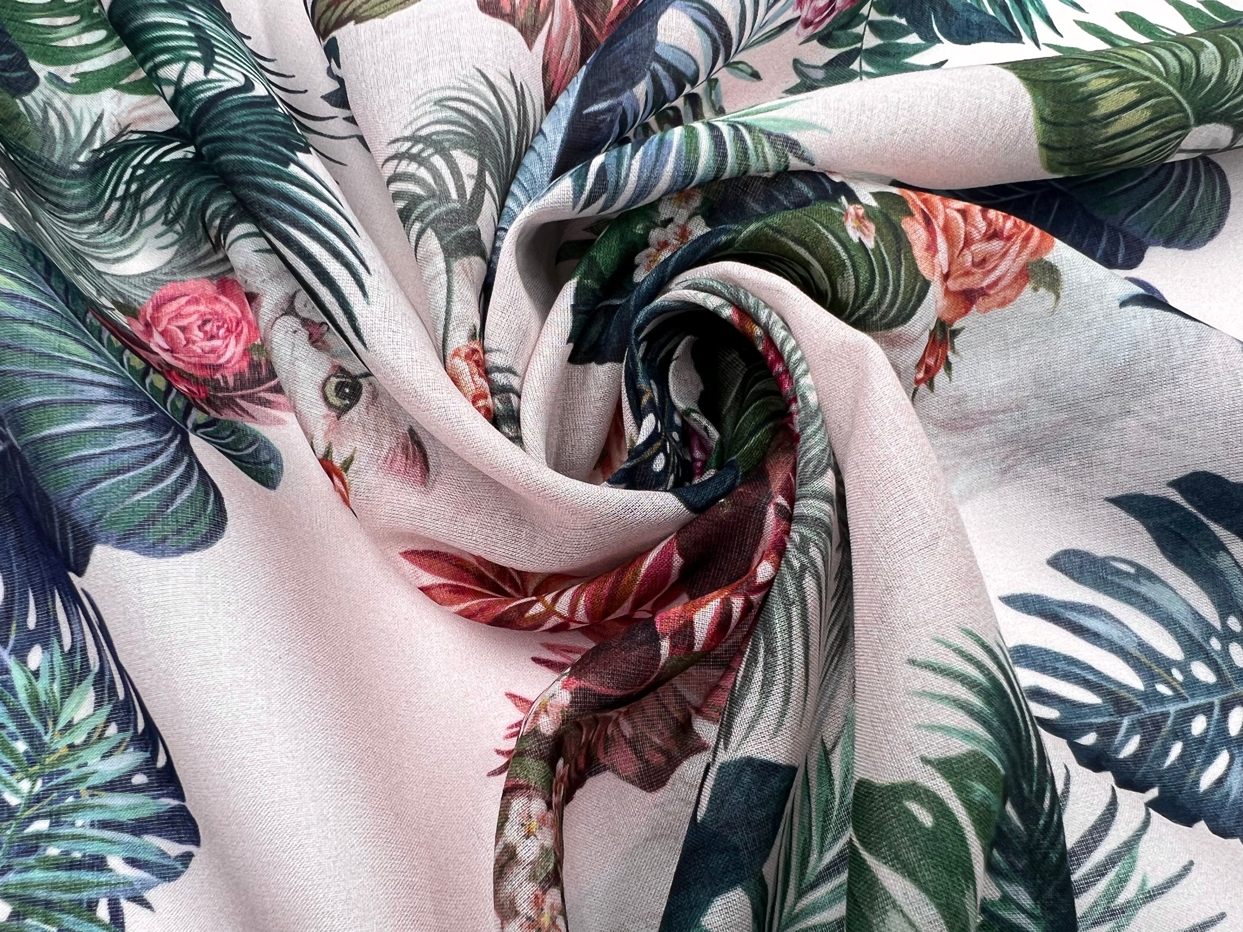 VOILE DE COTON IMPRIMÉ FLORALIE AU REGARD DU CHAT - My Little Coupon