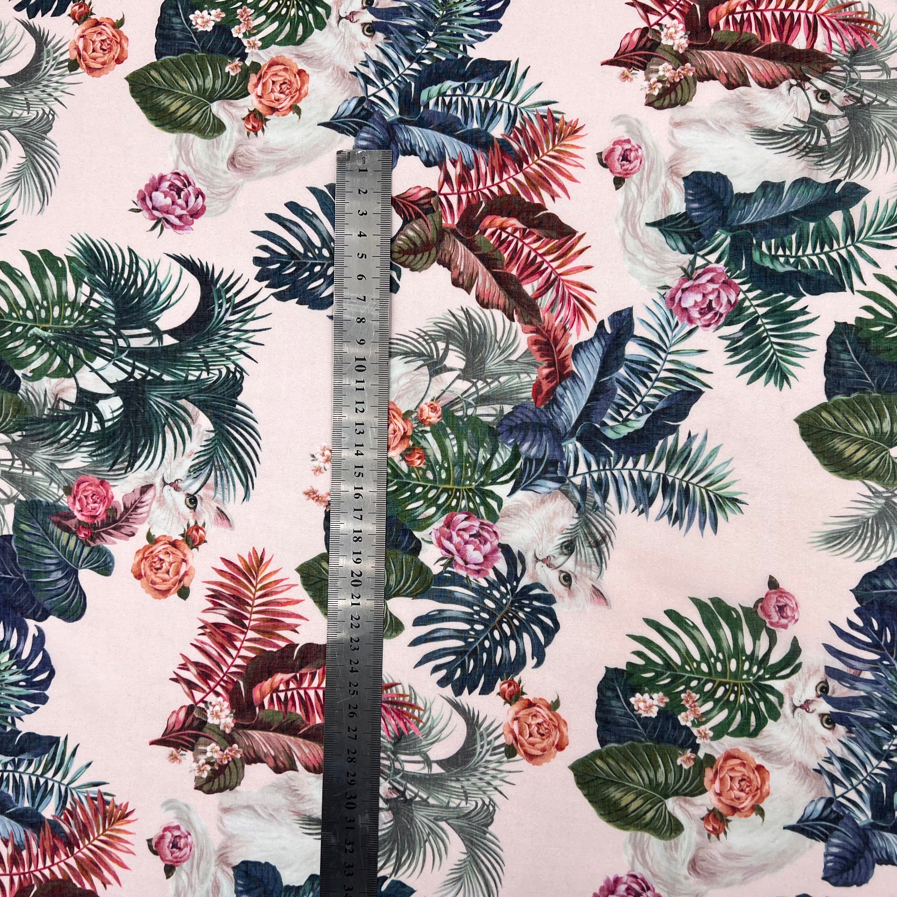 VOILE DE COTON IMPRIMÉ FLORALIE AU REGARD DU CHAT - My Little Coupon