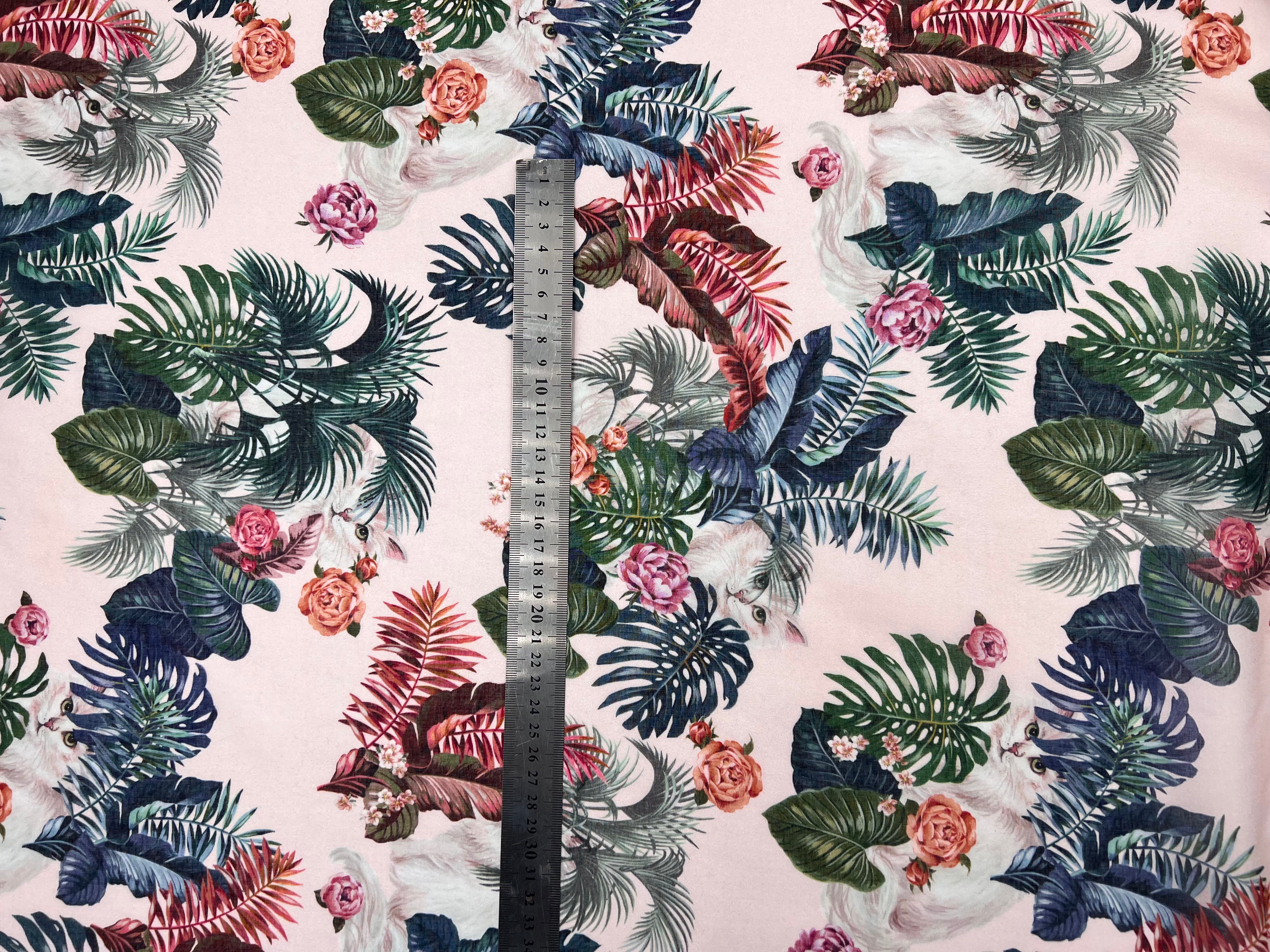 VOILE DE COTON IMPRIMÉ FLORALIE AU REGARD DU CHAT - My Little Coupon