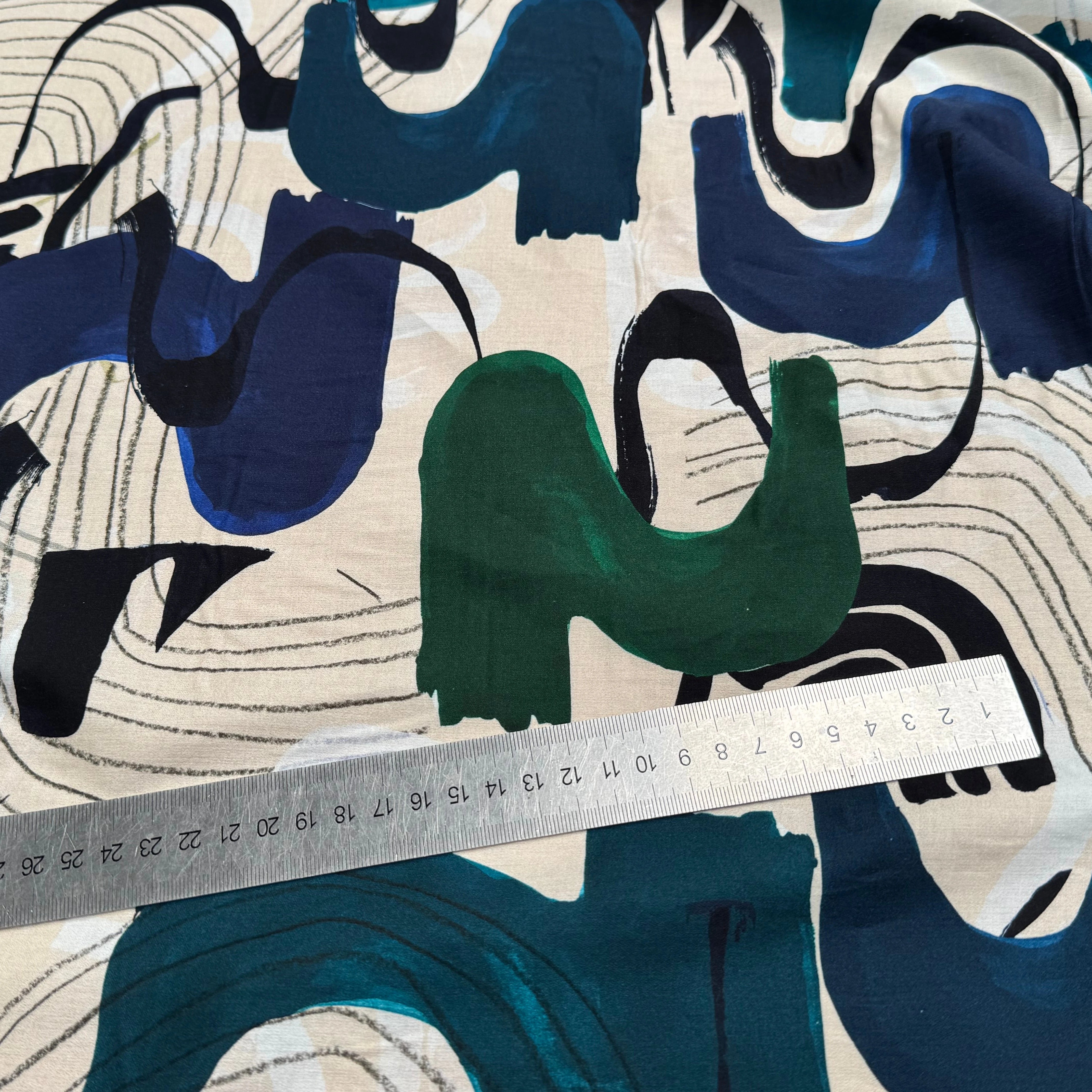 VOILE DE COTON IMPRIMÉ GRAPHIQUE VERT NINFEA MUSIK - My Little Coupon