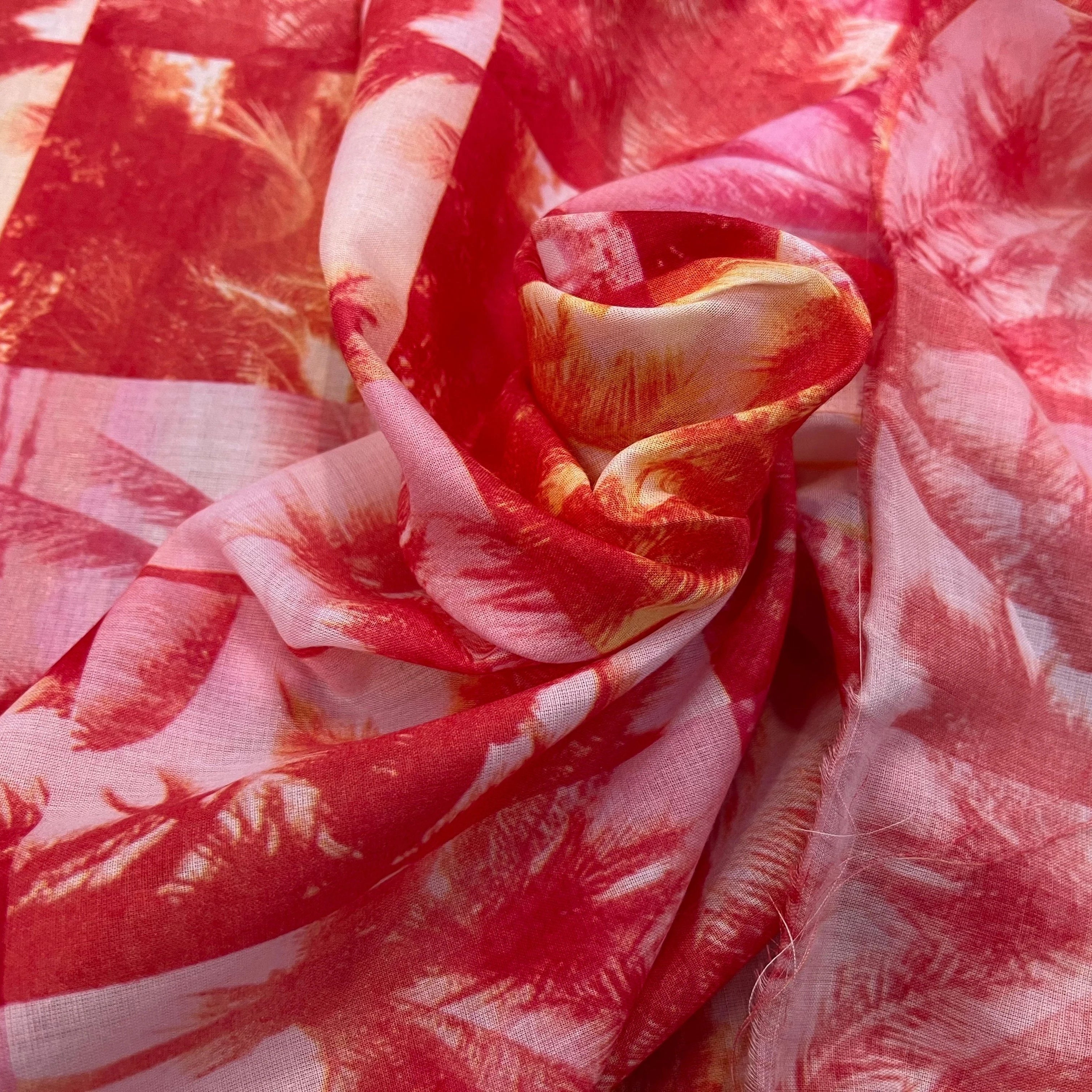 VOILE DE COTON IMPRIMÉ ULTRA DOUX COCOTIERS MULTICOLORES - My Little Coupon