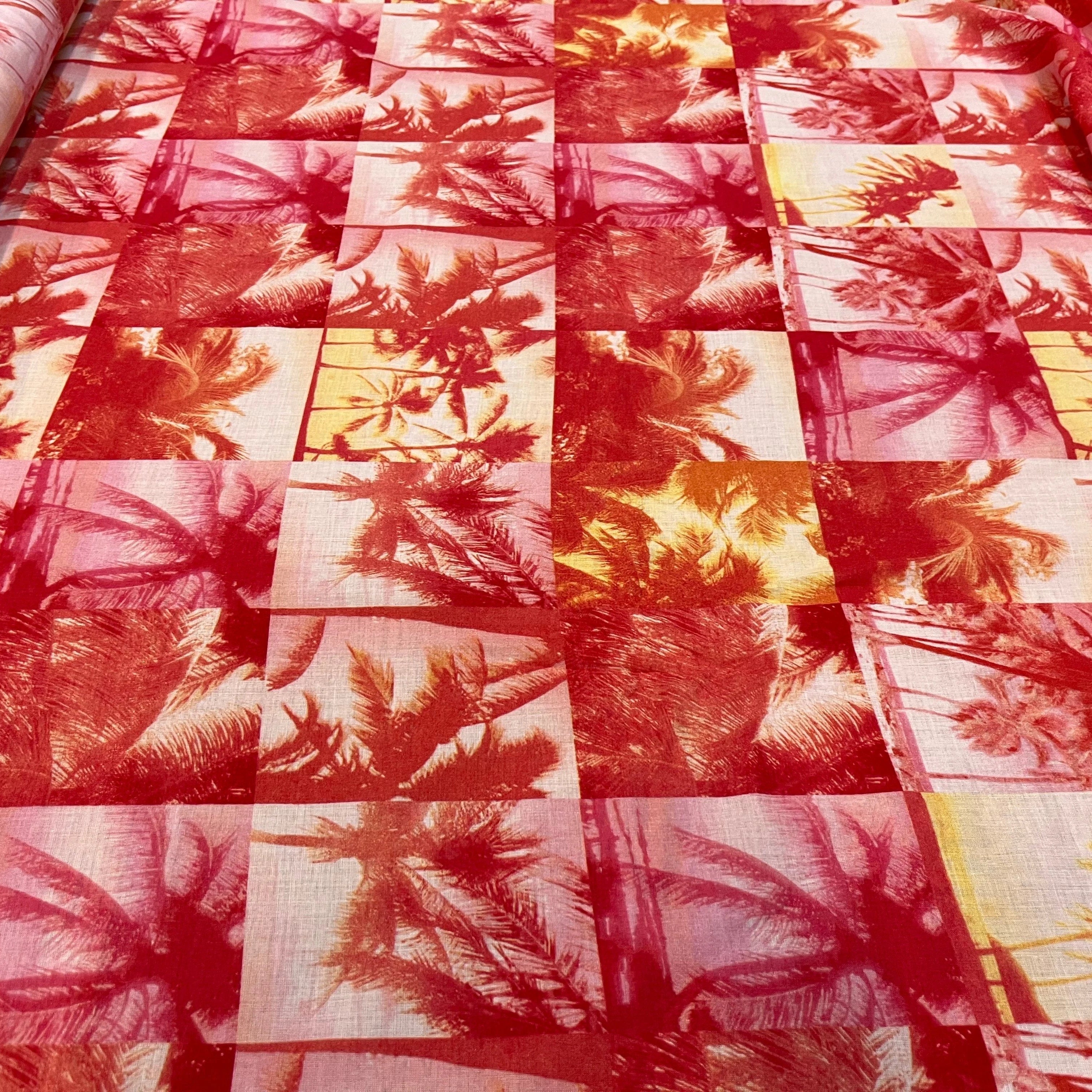 VOILE DE COTON IMPRIMÉ ULTRA DOUX COCOTIERS MULTICOLORES - My Little Coupon