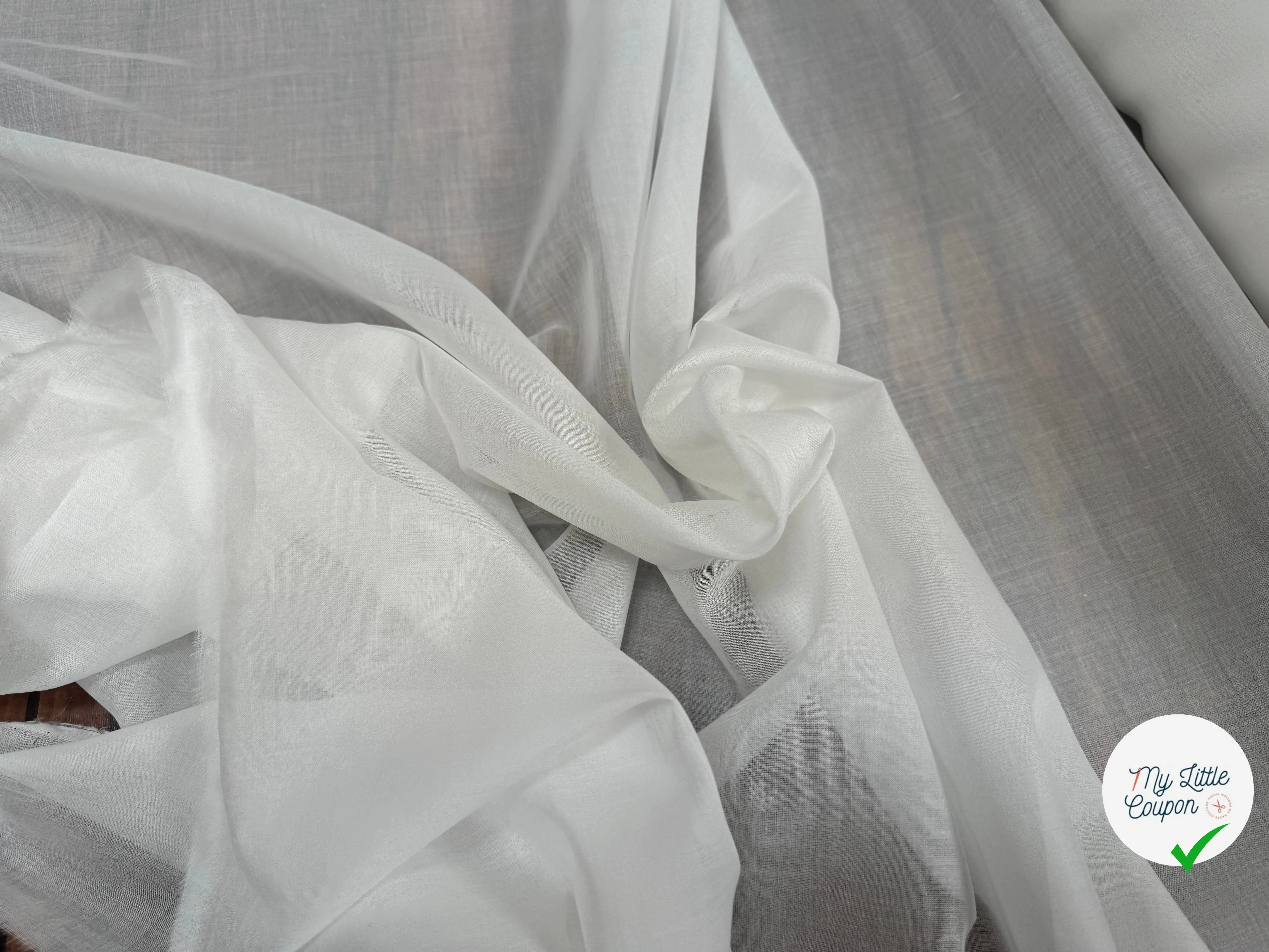 VOILE DE COTON ITALIEN BIANCO PUR COTON - My Little Coupon