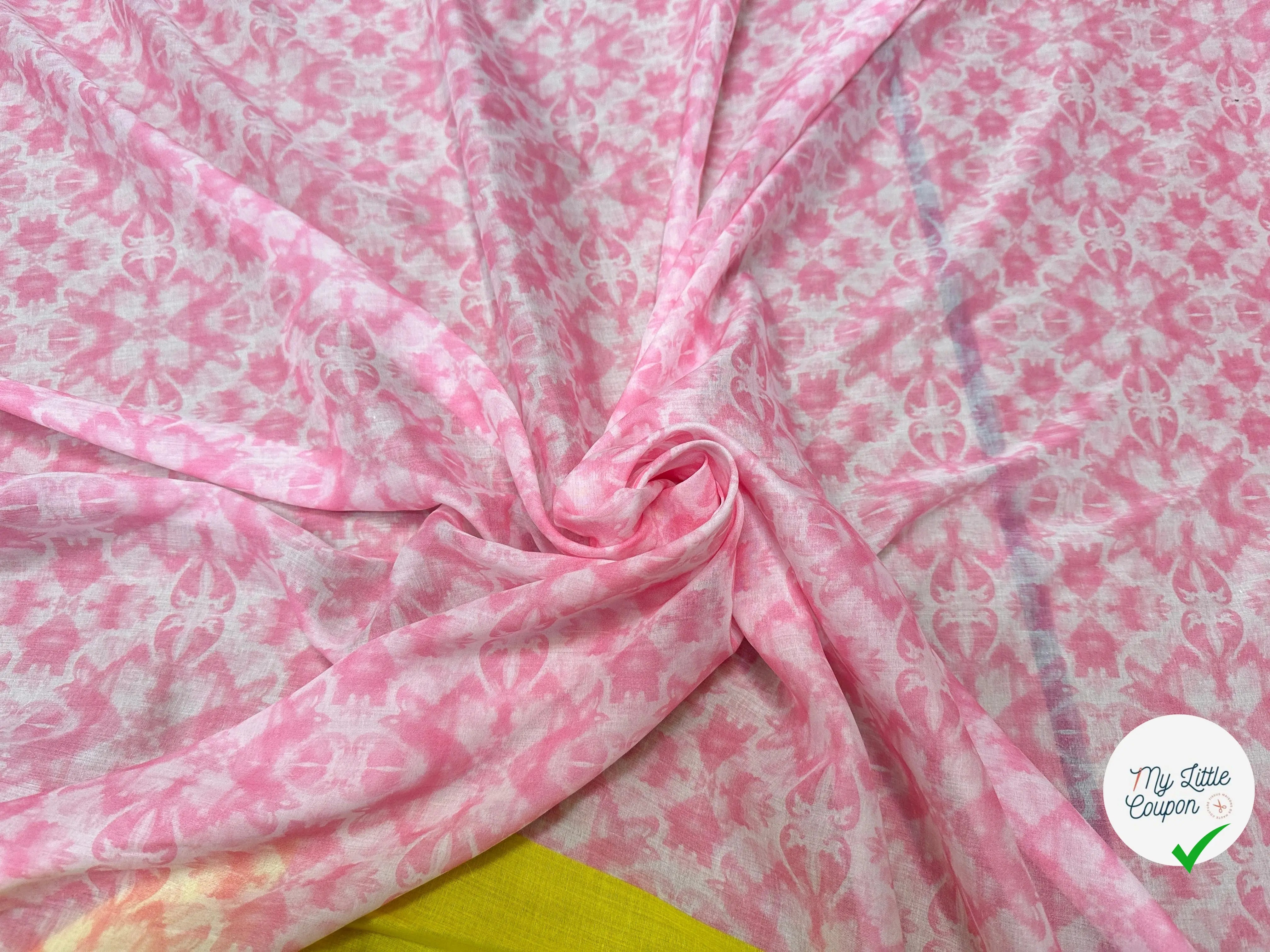 VOILE DE COTON LEGEREMENT EMERISÉ BASE JAUNE - My Little Coupon