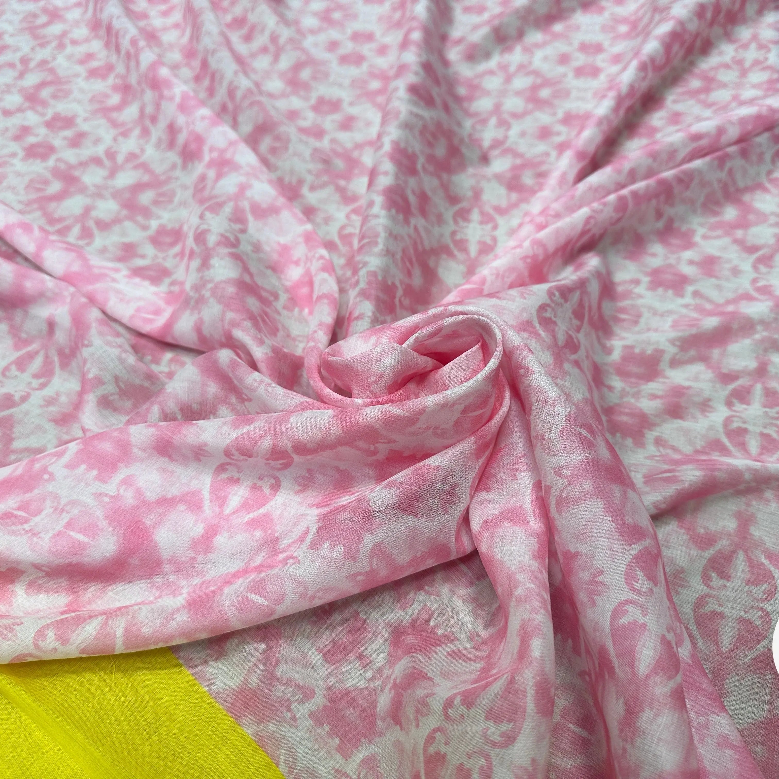 VOILE DE COTON LEGEREMENT EMERISÉ BASE JAUNE - My Little Coupon