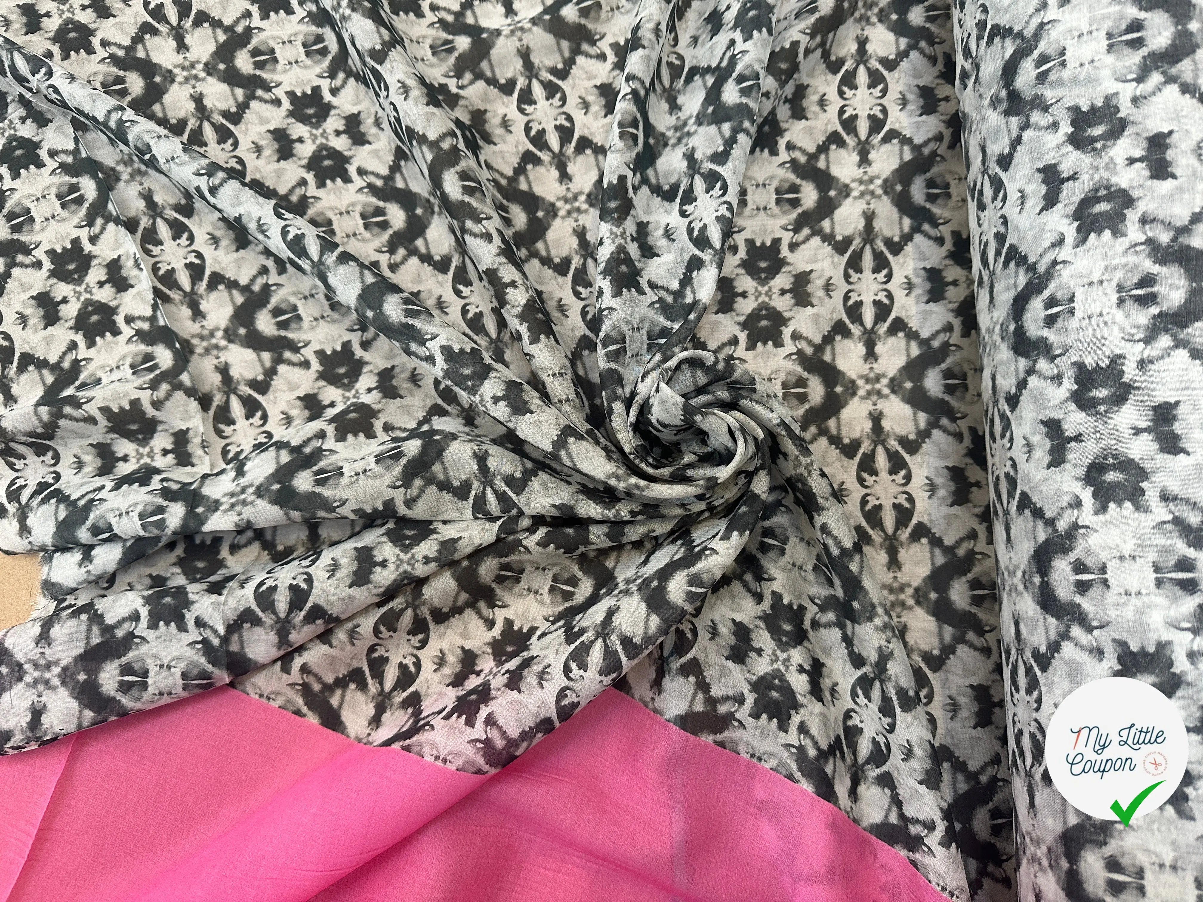 VOILE DE COTON LEGEREMENT EMERISÉ BASE ROSE - My Little Coupon