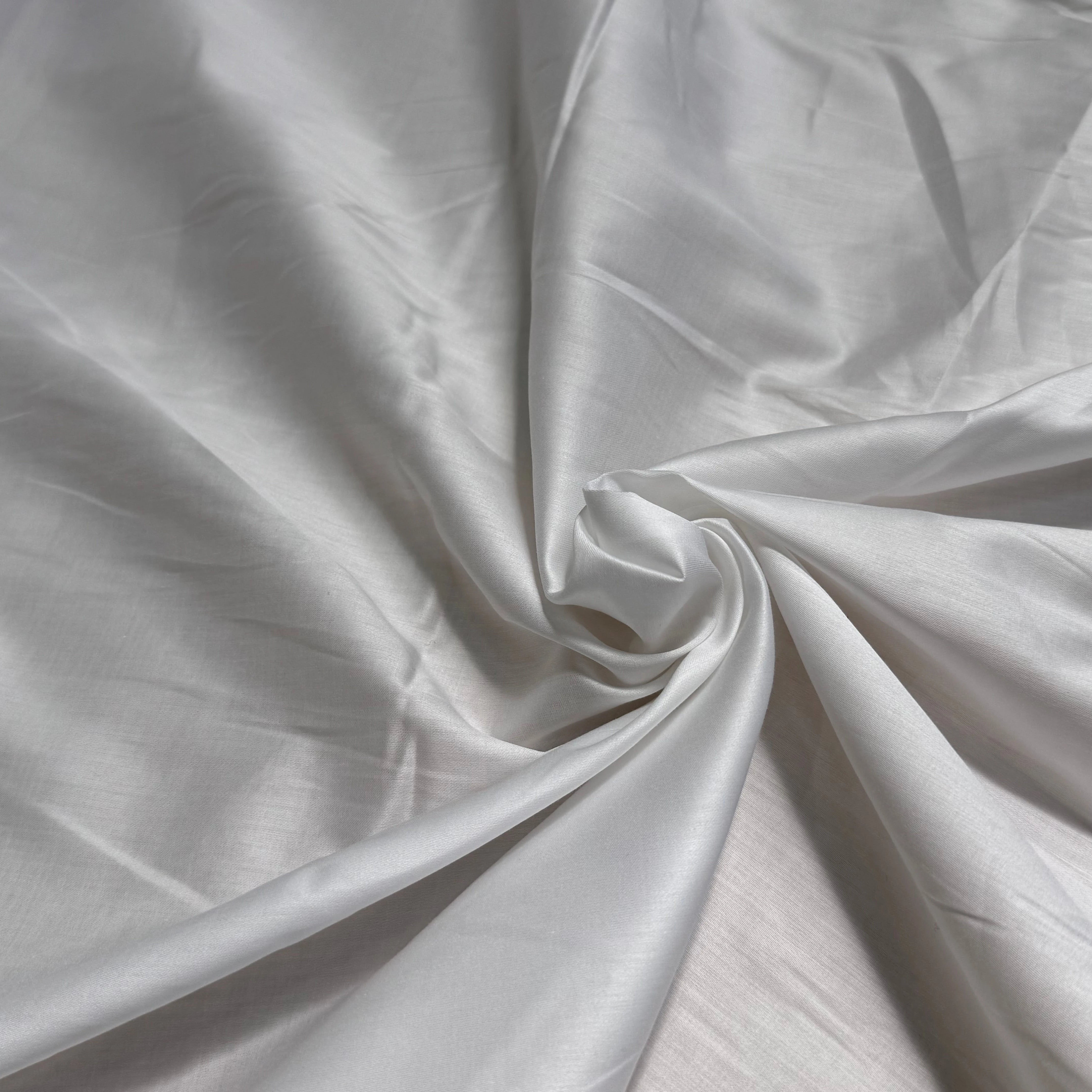 VOILE DE COTON LÉGÈREMENT STRETCH SATINÉ BLANC - My Little Coupon