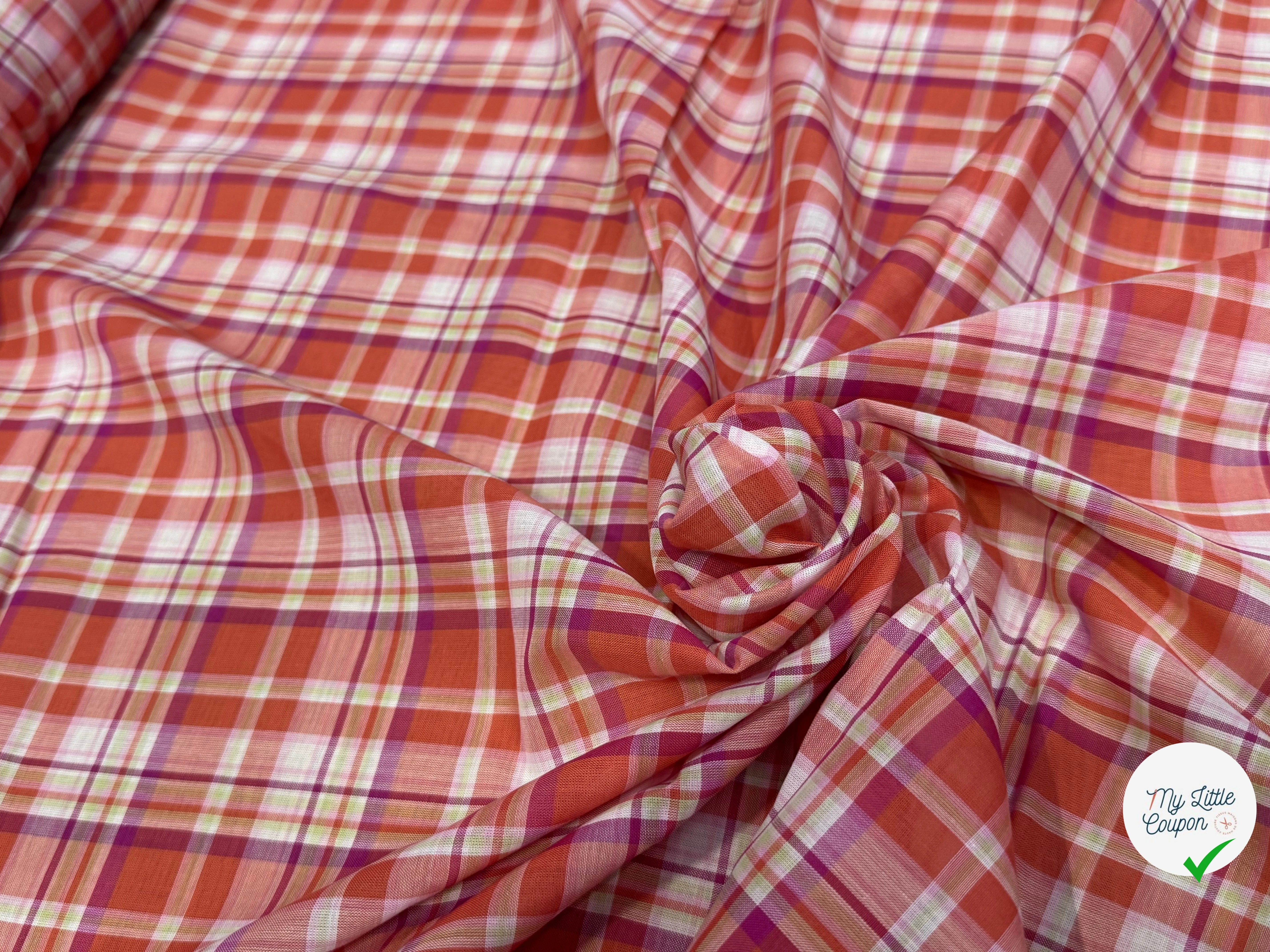 VOILE DE COTON MADRAS ROUGE VIOLET - My Little Coupon