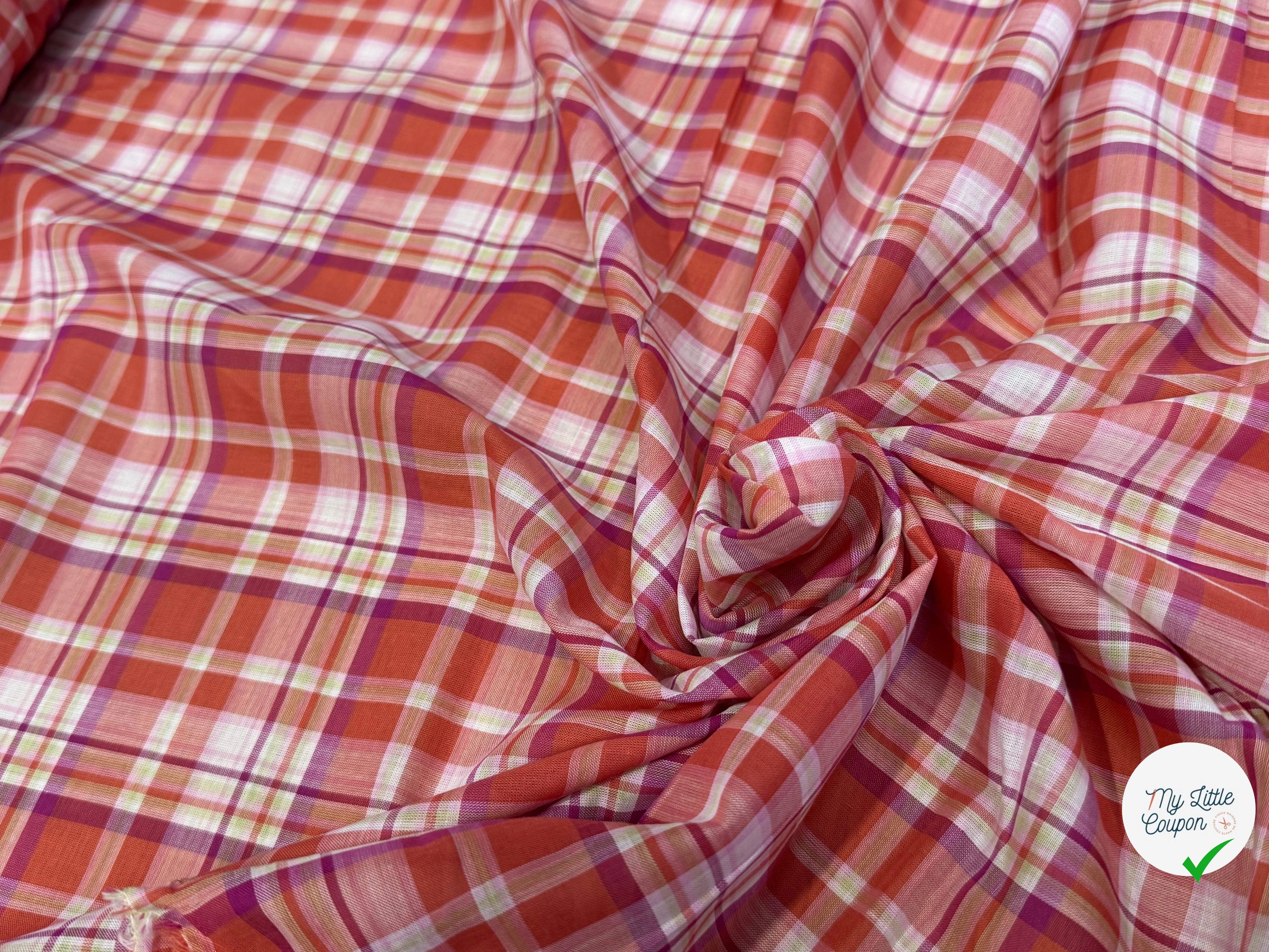 VOILE DE COTON MADRAS ROUGE VIOLET - My Little Coupon
