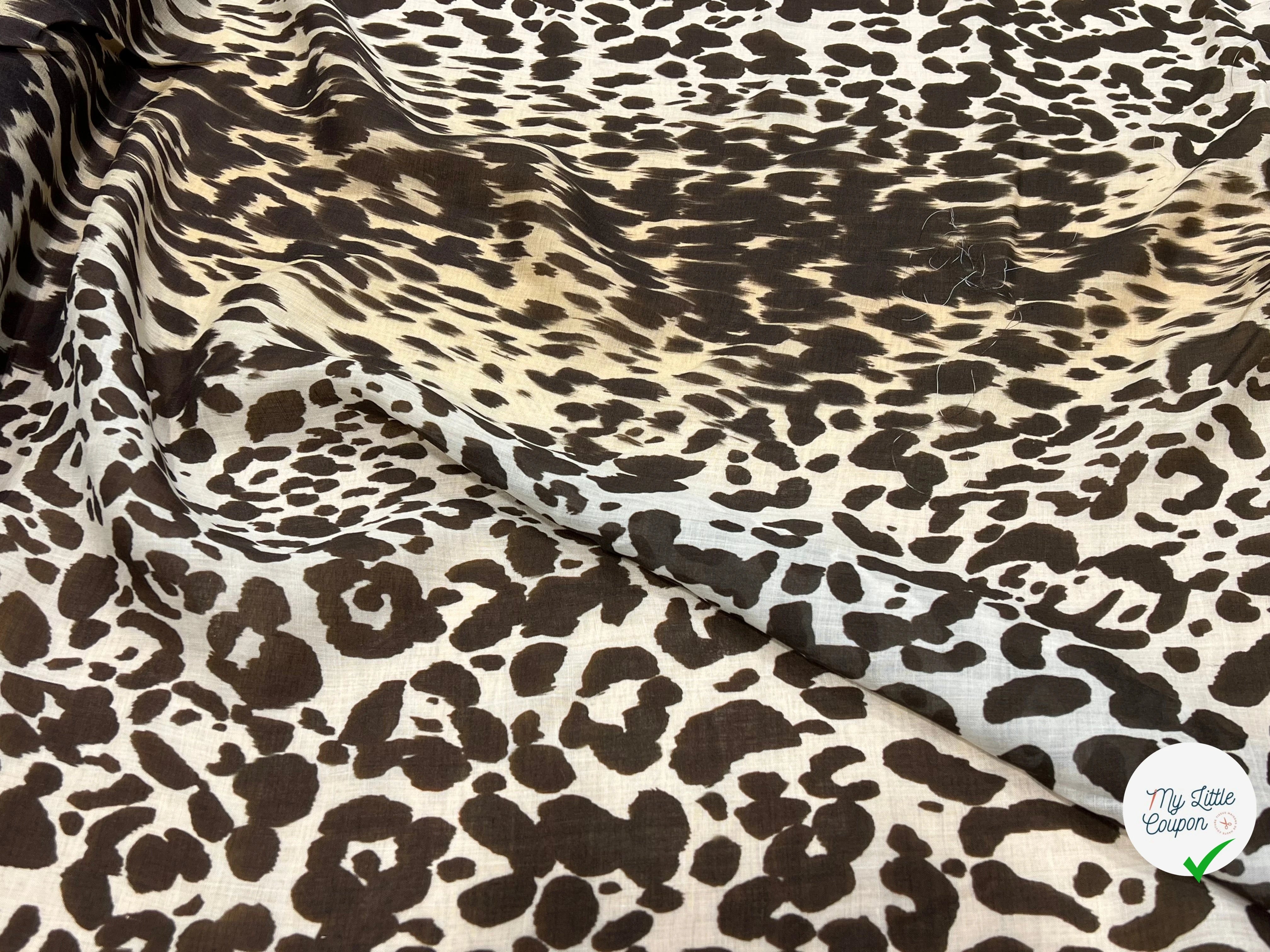 VOILE DE COTON MOTIF LÉOPARD BEIGE MARRON 140CM - My Little Coupon