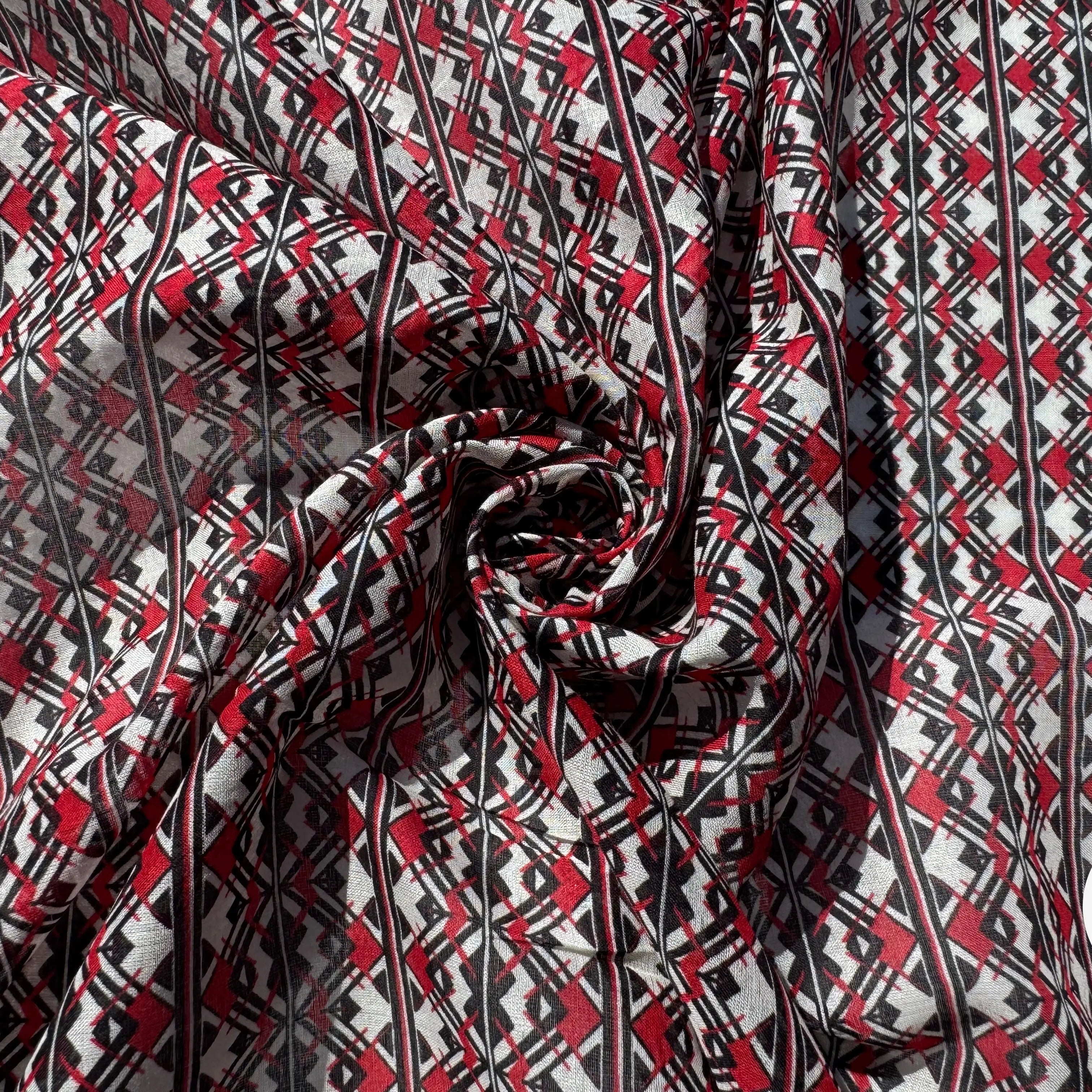 VOILE DE COTON MOTIF TOTEM BLACK, WHITE AND RED - My Little Coupon