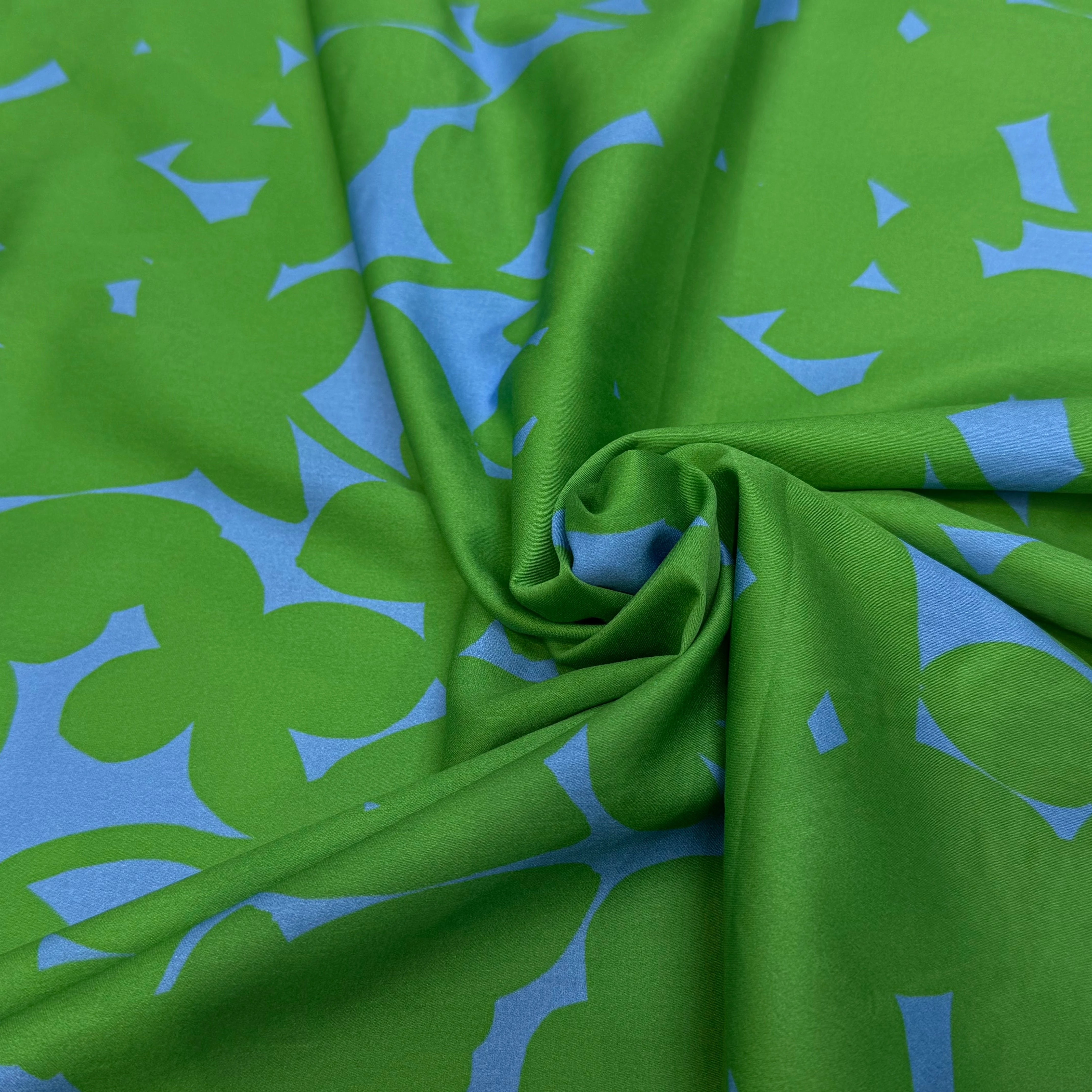 VOILE DE COTON NINFEA OMBRE VERT IMPRIMÉ FLORAL GRAPHIQUE BICOLORE - My Little Coupon