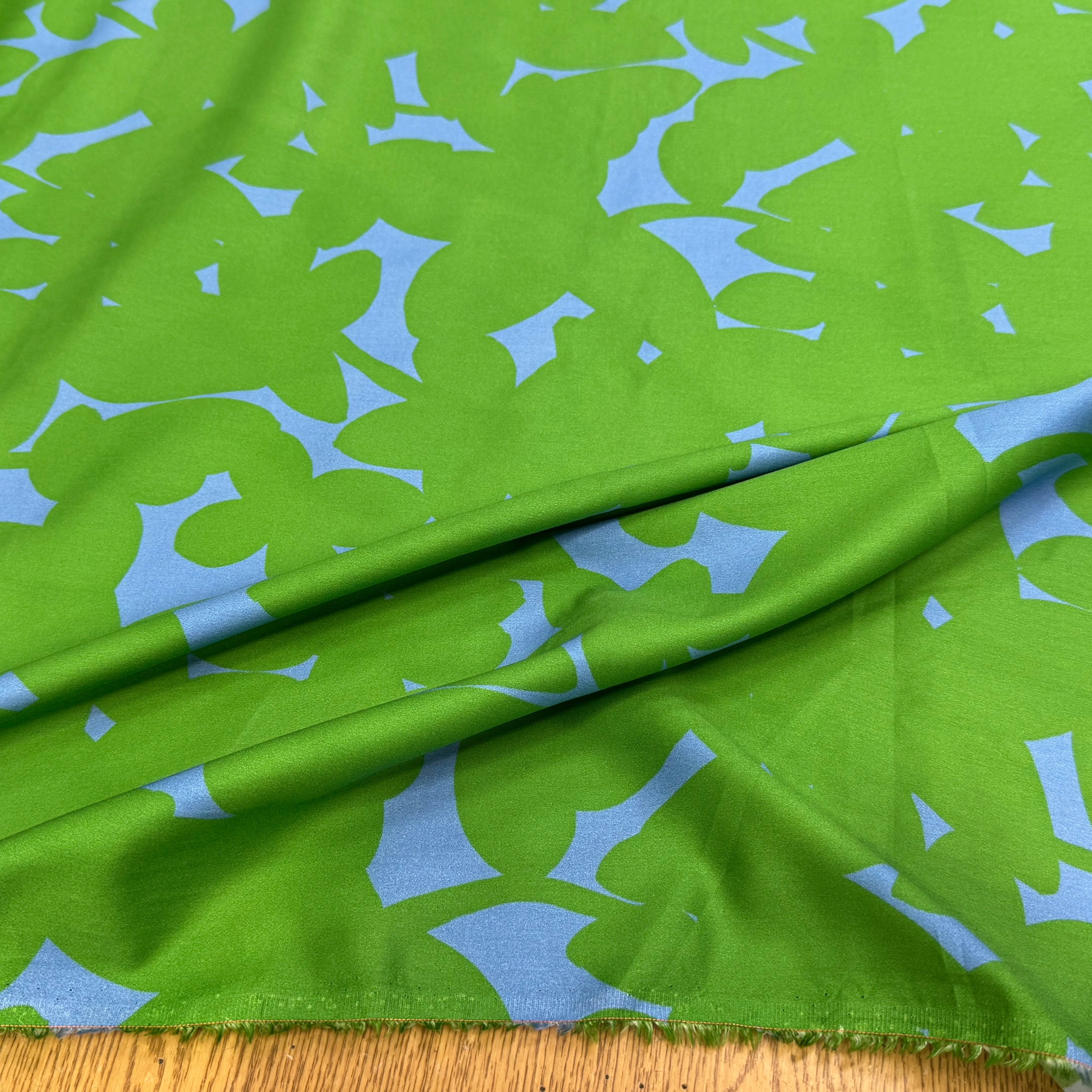 VOILE DE COTON NINFEA OMBRE VERT IMPRIMÉ FLORAL GRAPHIQUE BICOLORE - My Little Coupon
