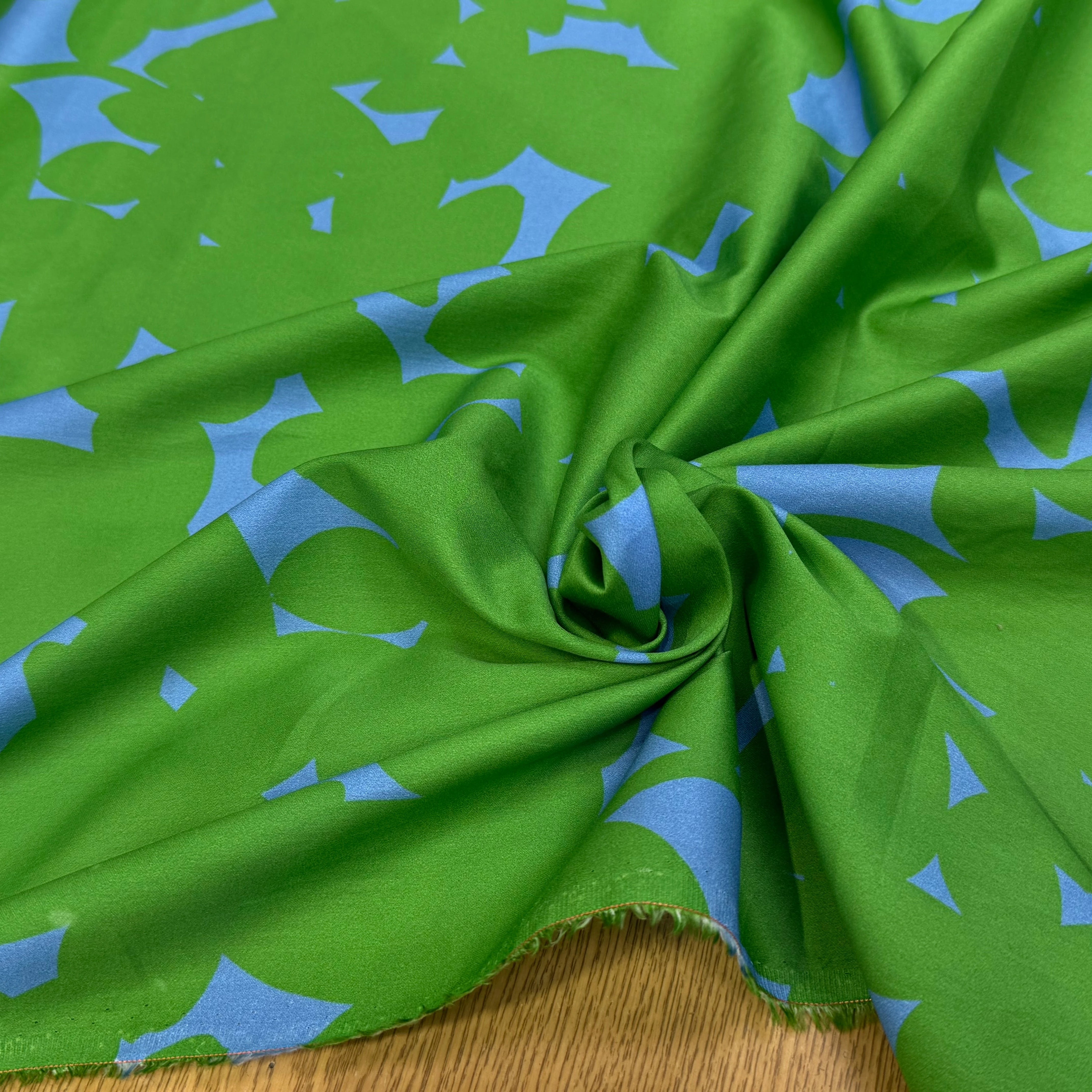 VOILE DE COTON NINFEA OMBRE VERT IMPRIMÉ FLORAL GRAPHIQUE BICOLORE - My Little Coupon