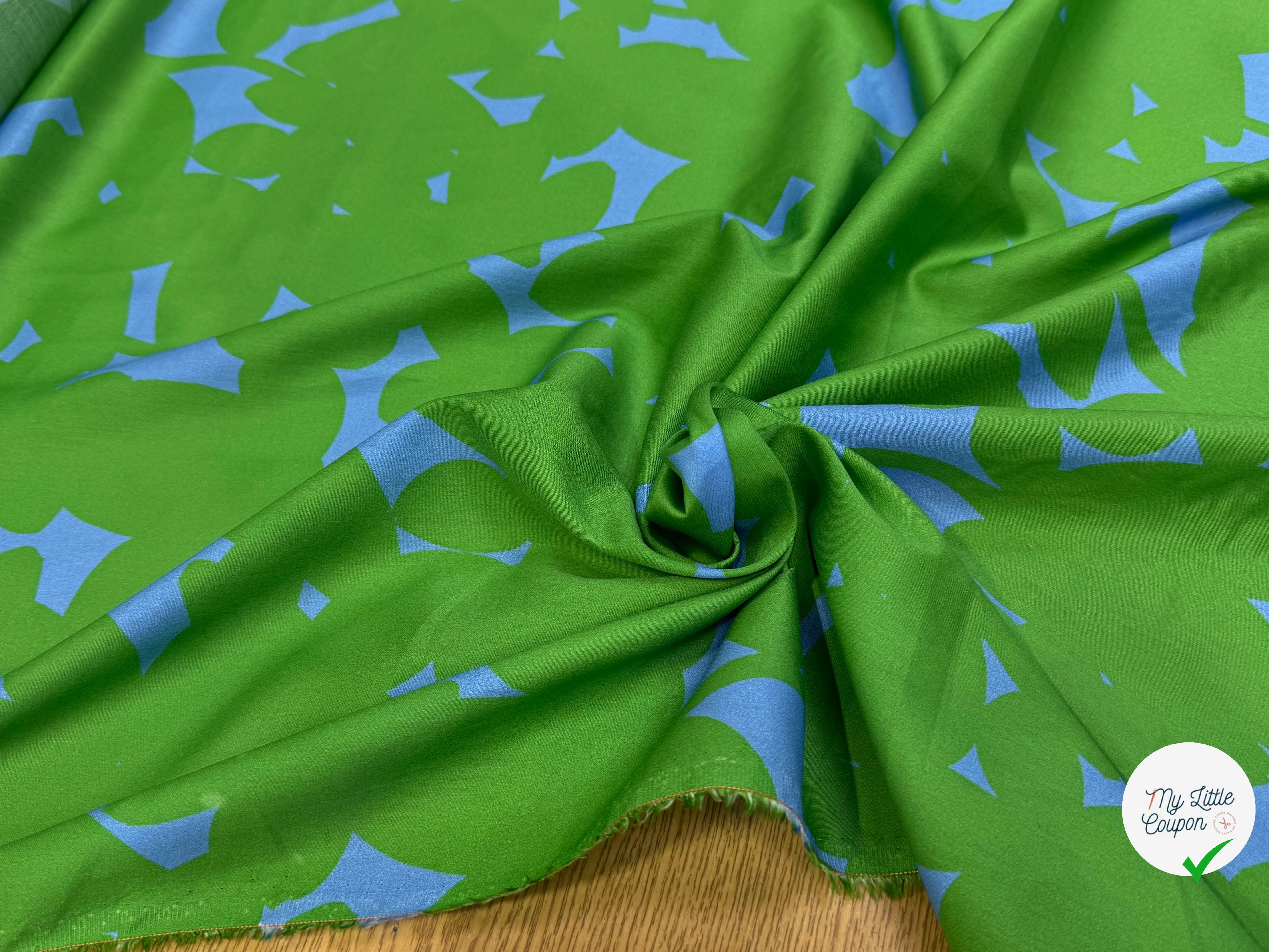 VOILE DE COTON NINFEA OMBRE VERT IMPRIMÉ FLORAL GRAPHIQUE BICOLORE - My Little Coupon