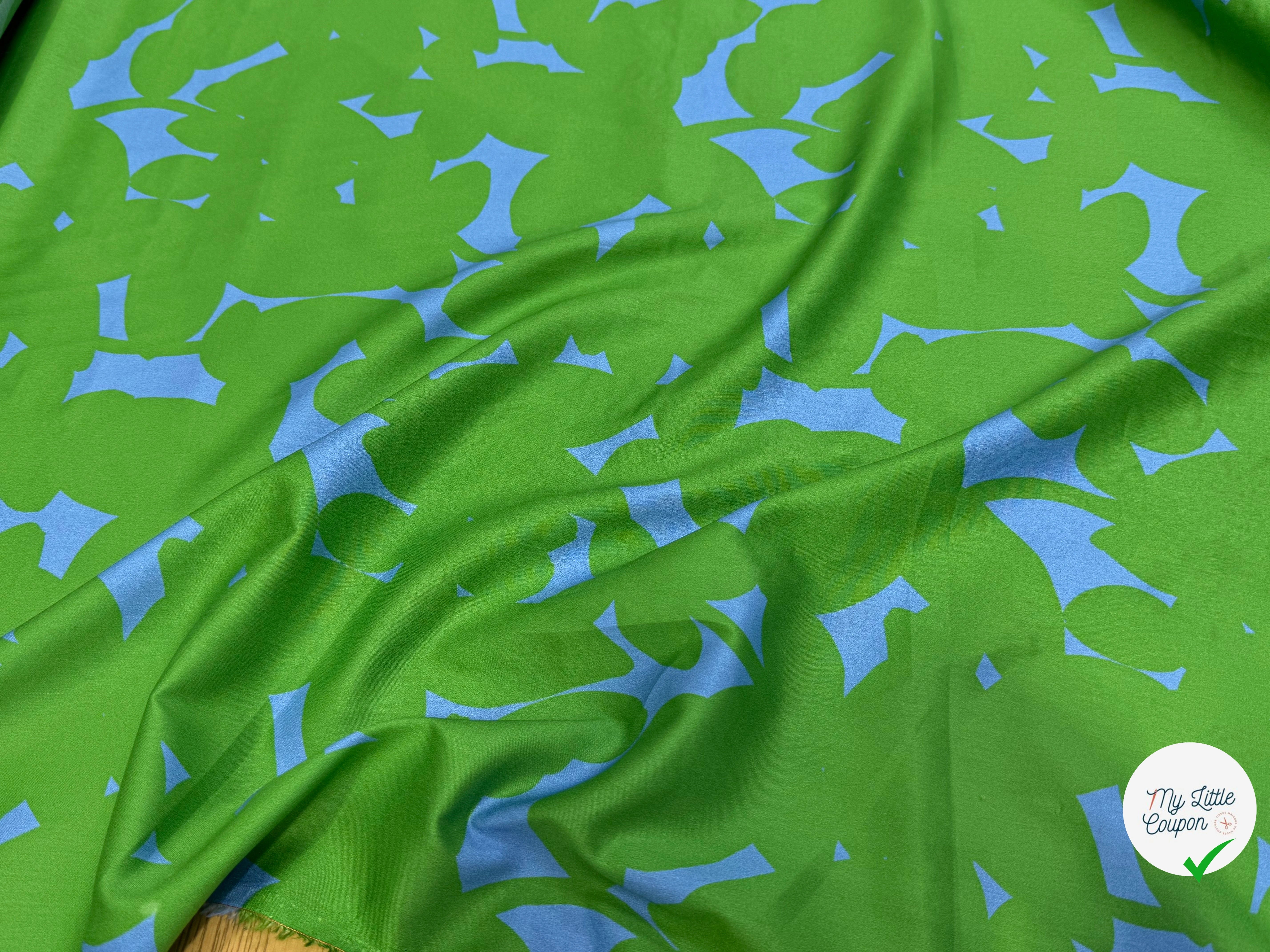 VOILE DE COTON NINFEA OMBRE VERT IMPRIMÉ FLORAL GRAPHIQUE BICOLORE - My Little Coupon