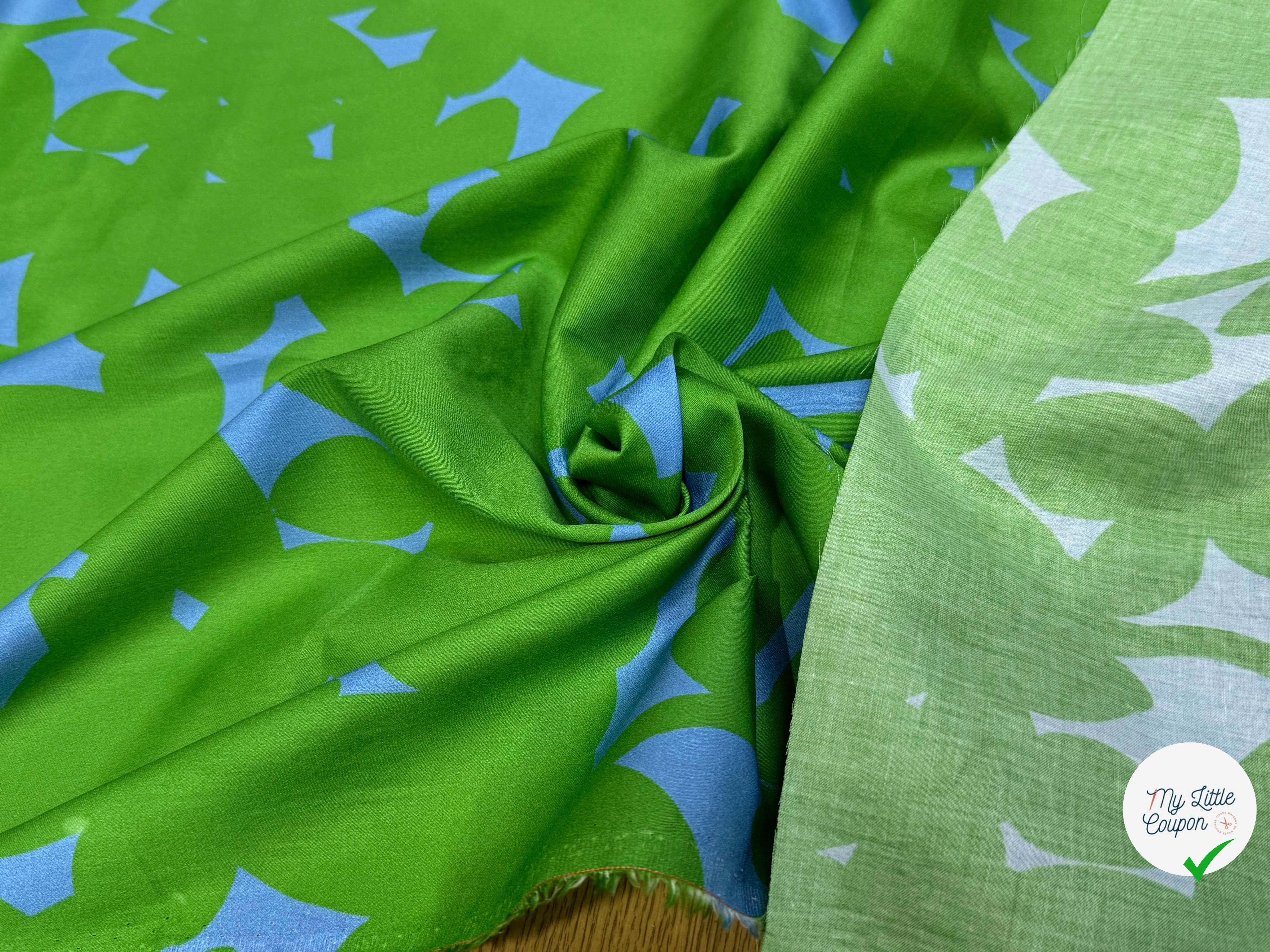 VOILE DE COTON NINFEA OMBRE VERT IMPRIMÉ FLORAL GRAPHIQUE BICOLORE - My Little Coupon