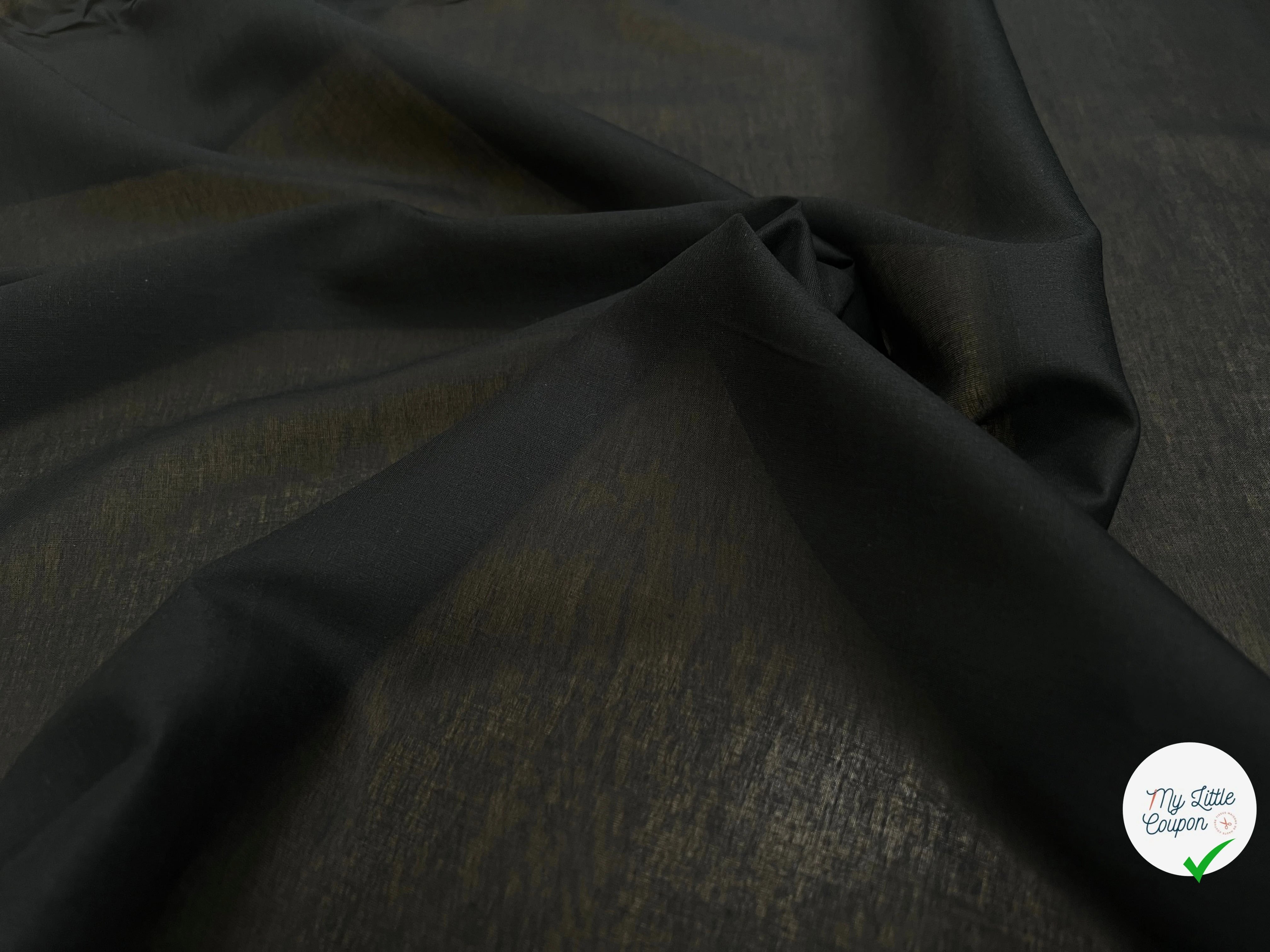VOILE DE COTON NOIR FOND DE POCHE - My Little Coupon