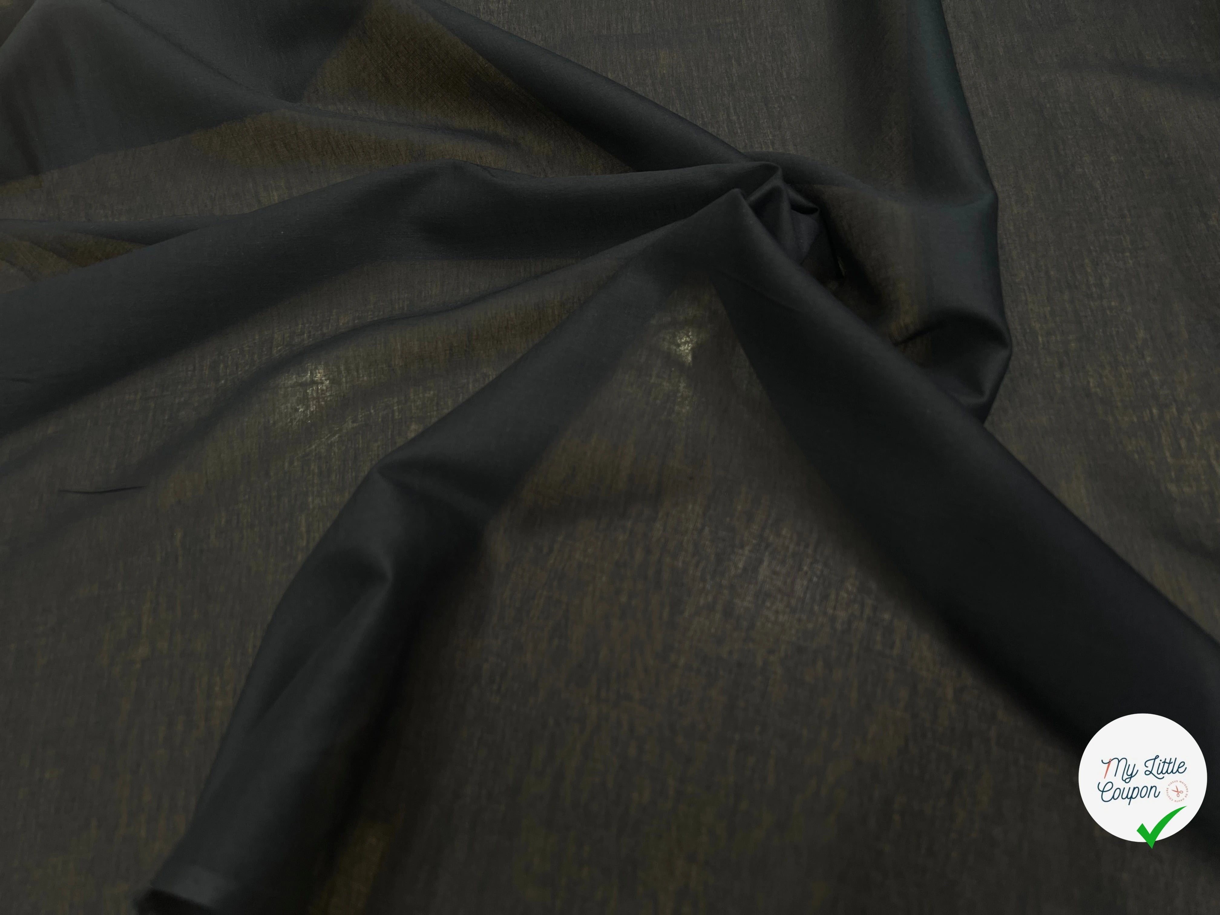VOILE DE COTON NOIR FOND DE POCHE - My Little Coupon