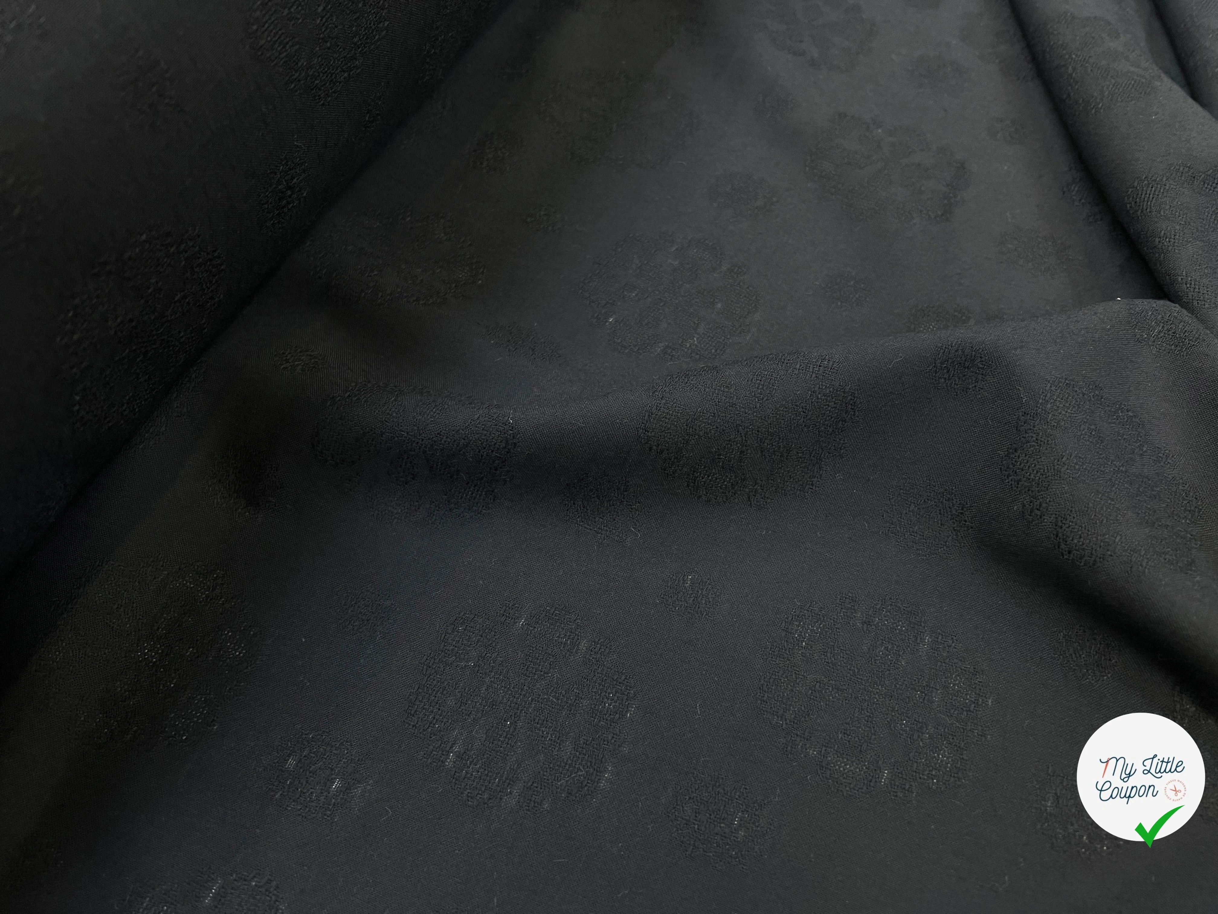 VOILE DE COTON NOIR JACQUARD TON SUR TON - My Little Coupon