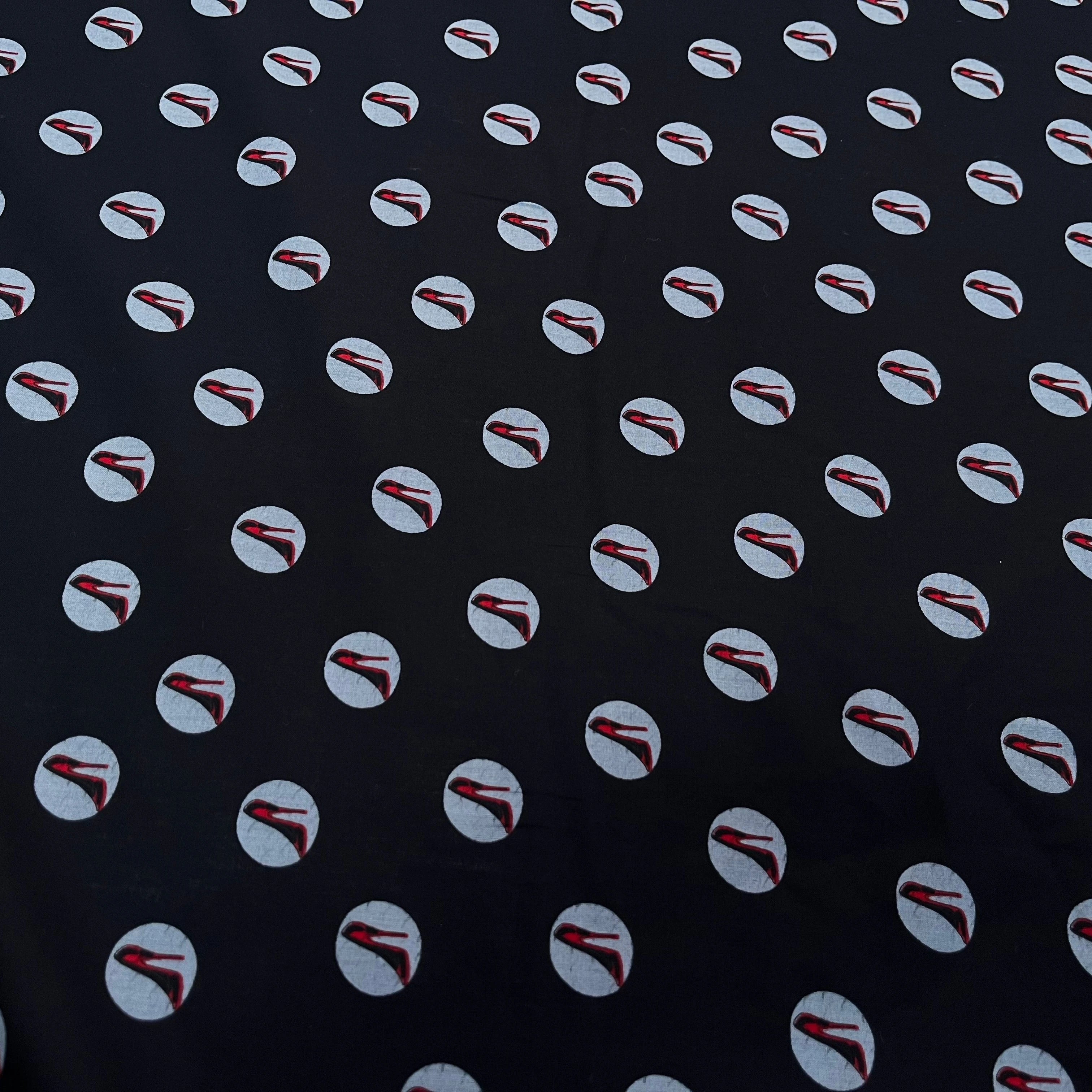 VOILE DE COTON NOIR MOTIF IMPRIMÉS ESCARPINS - My Little Coupon