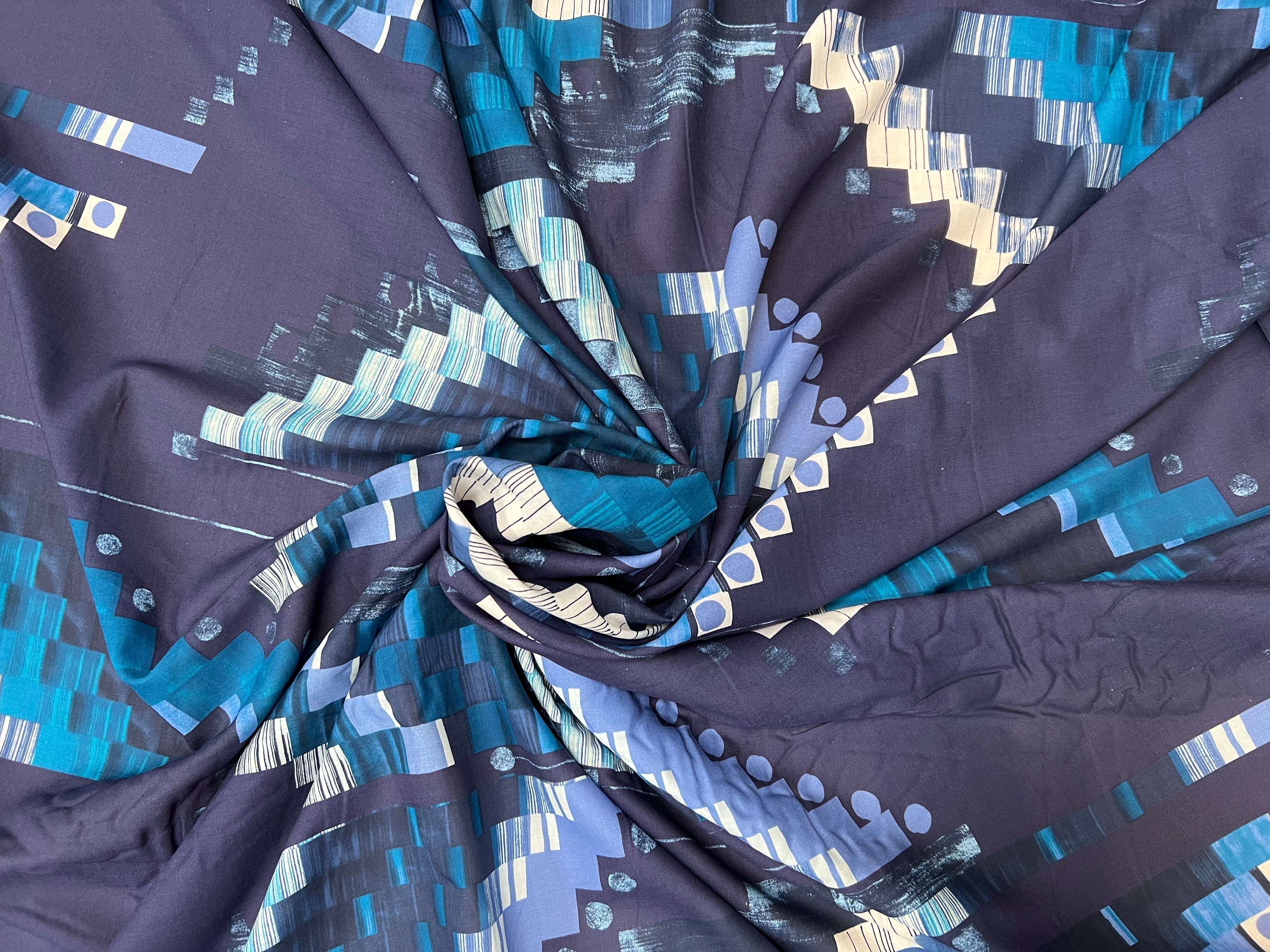 VOILE DE COTON ORIGAMI DE COULEUR FOND BLEUÂ - My Little Coupon